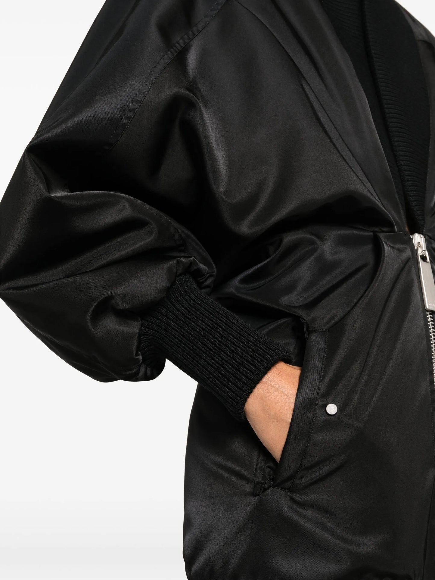 puff-sleeve zipped minidress