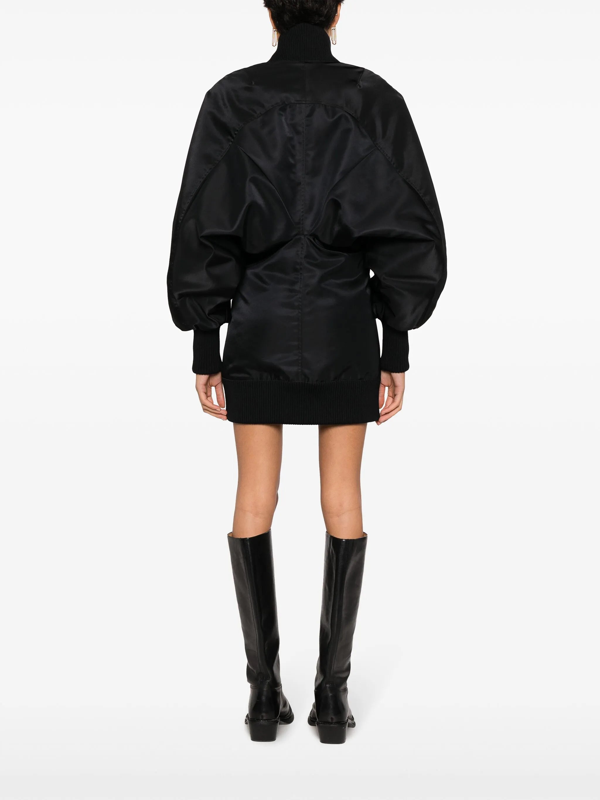puff-sleeve zipped minidress