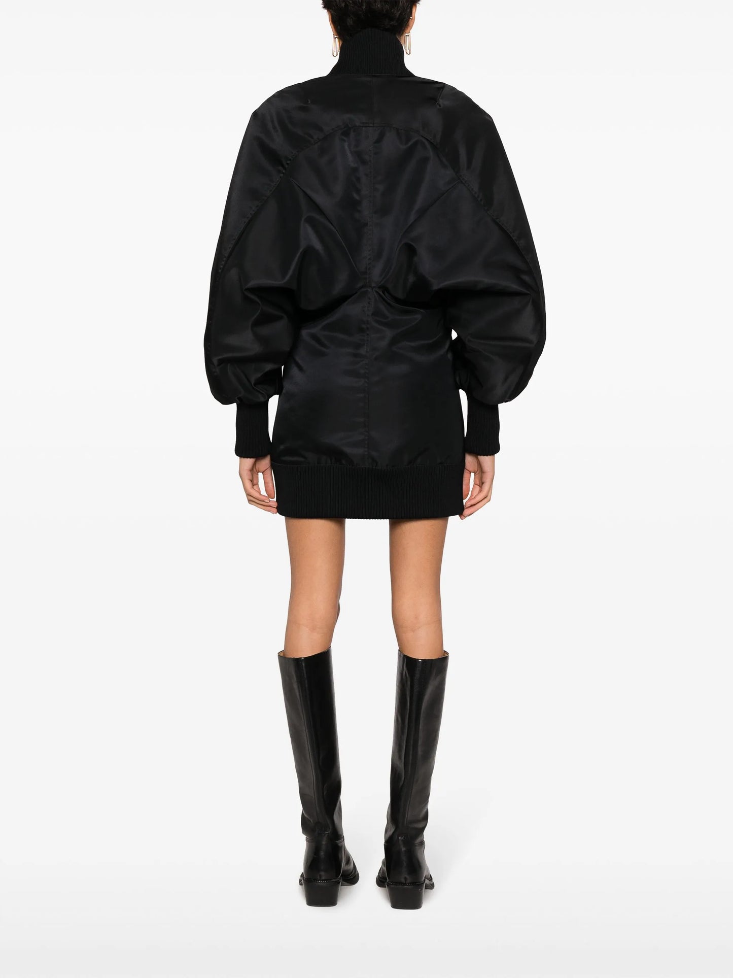 puff-sleeve zipped minidress