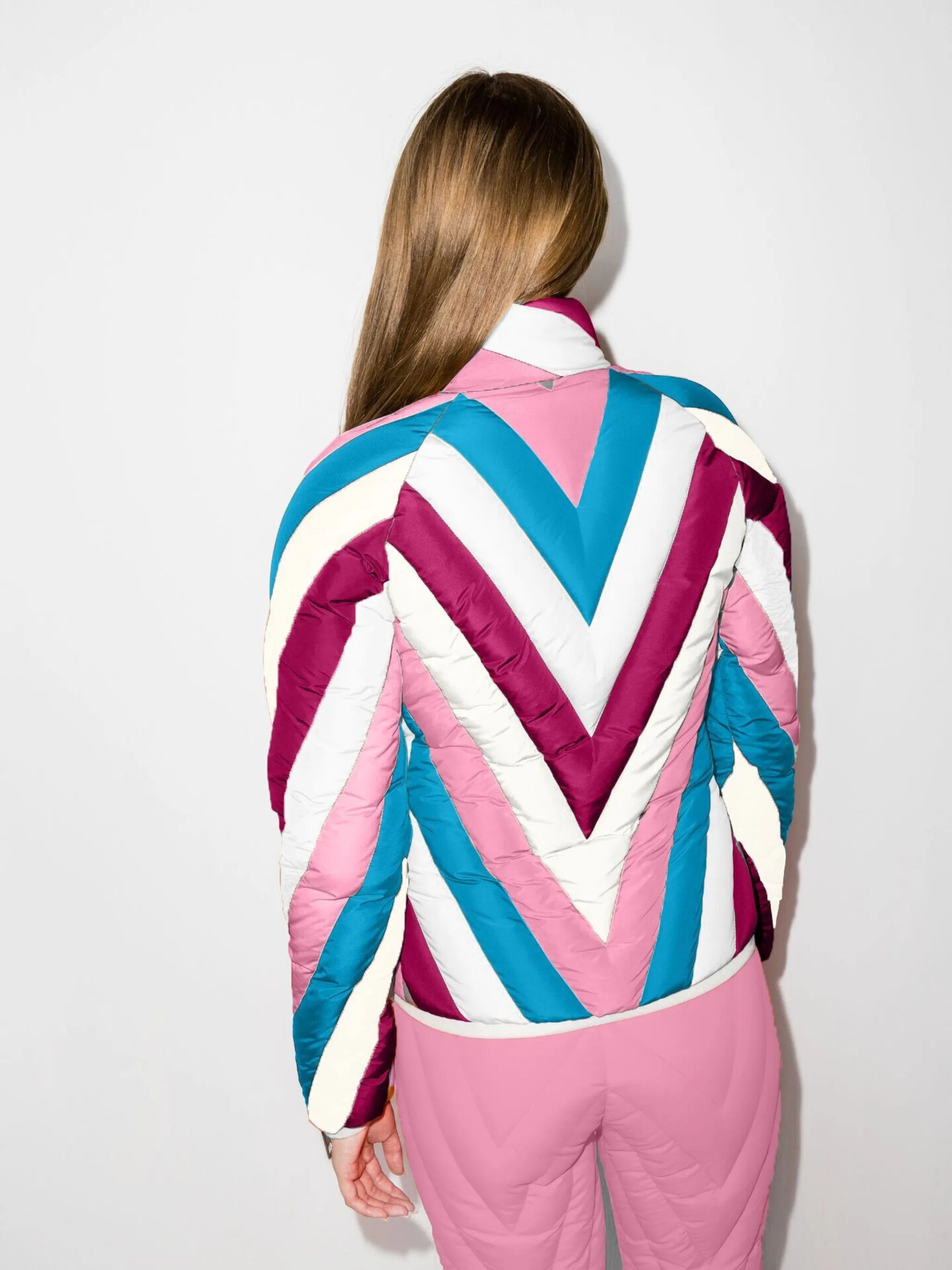 chevron-quilted padded ski jacket