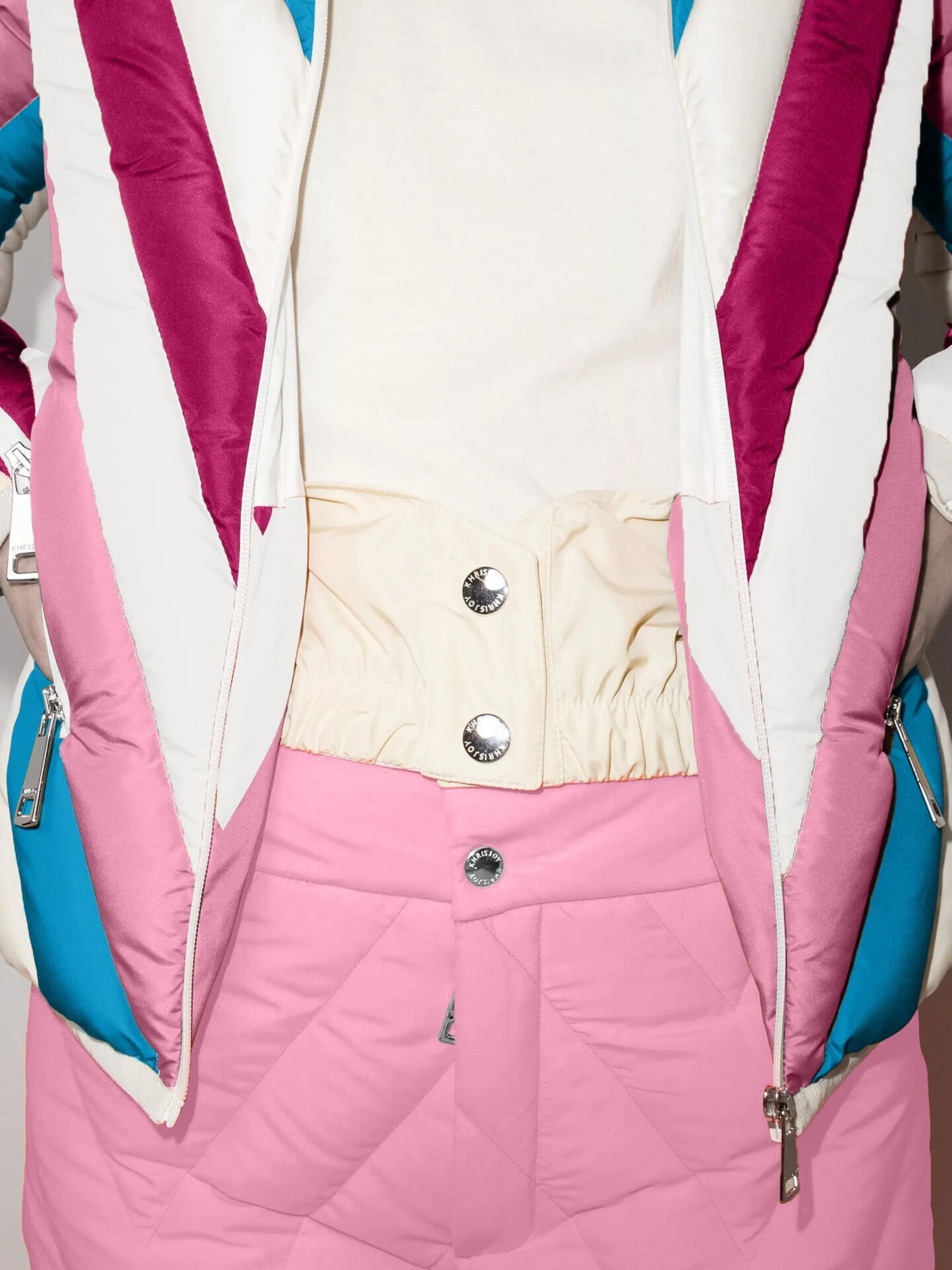 chevron-quilted padded ski jacket