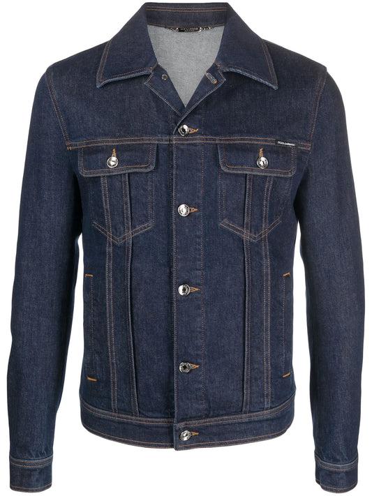 logo-print denim jacket