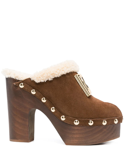 130mm suede platform clogs