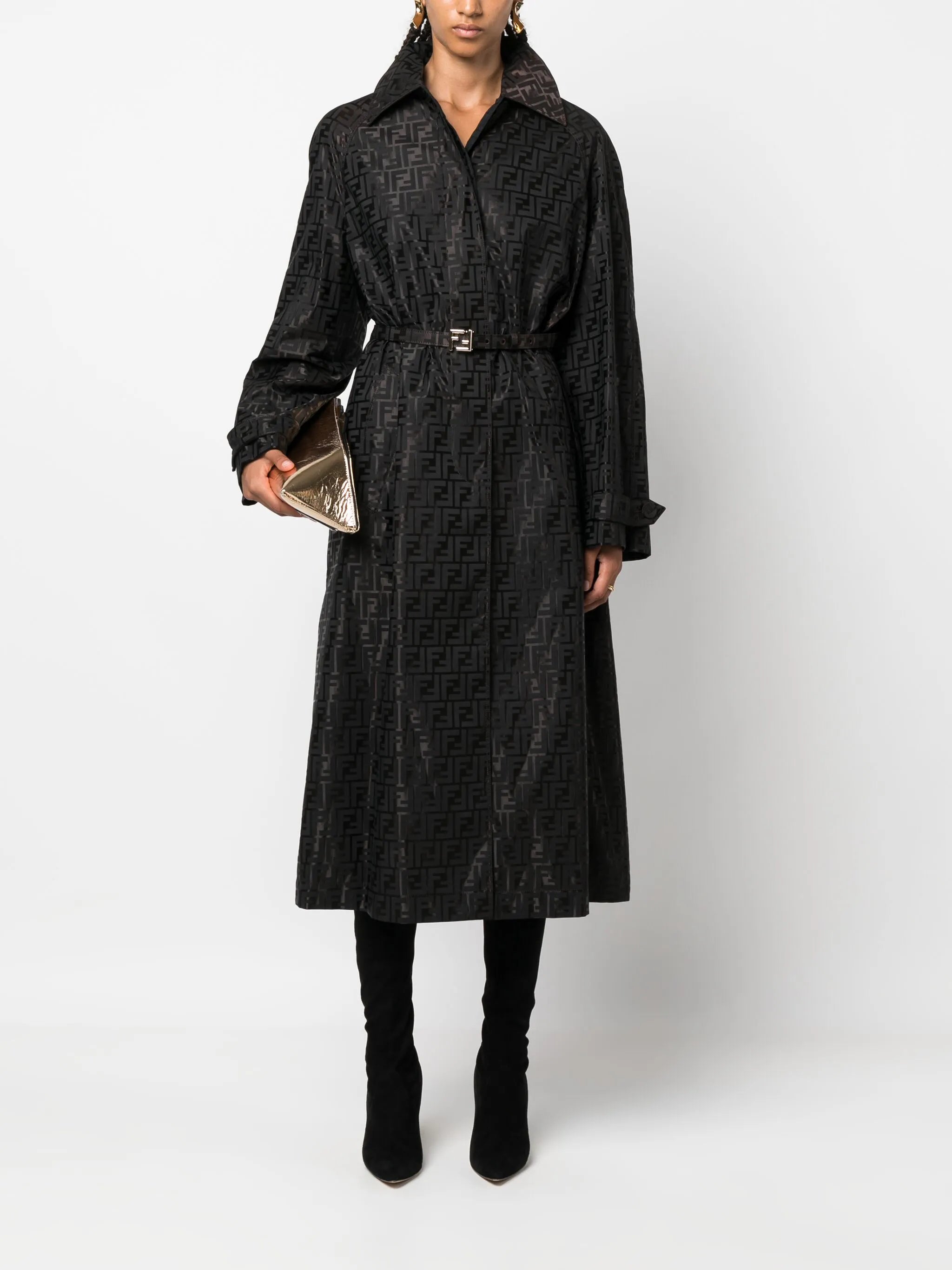 FF jacquard trench coat