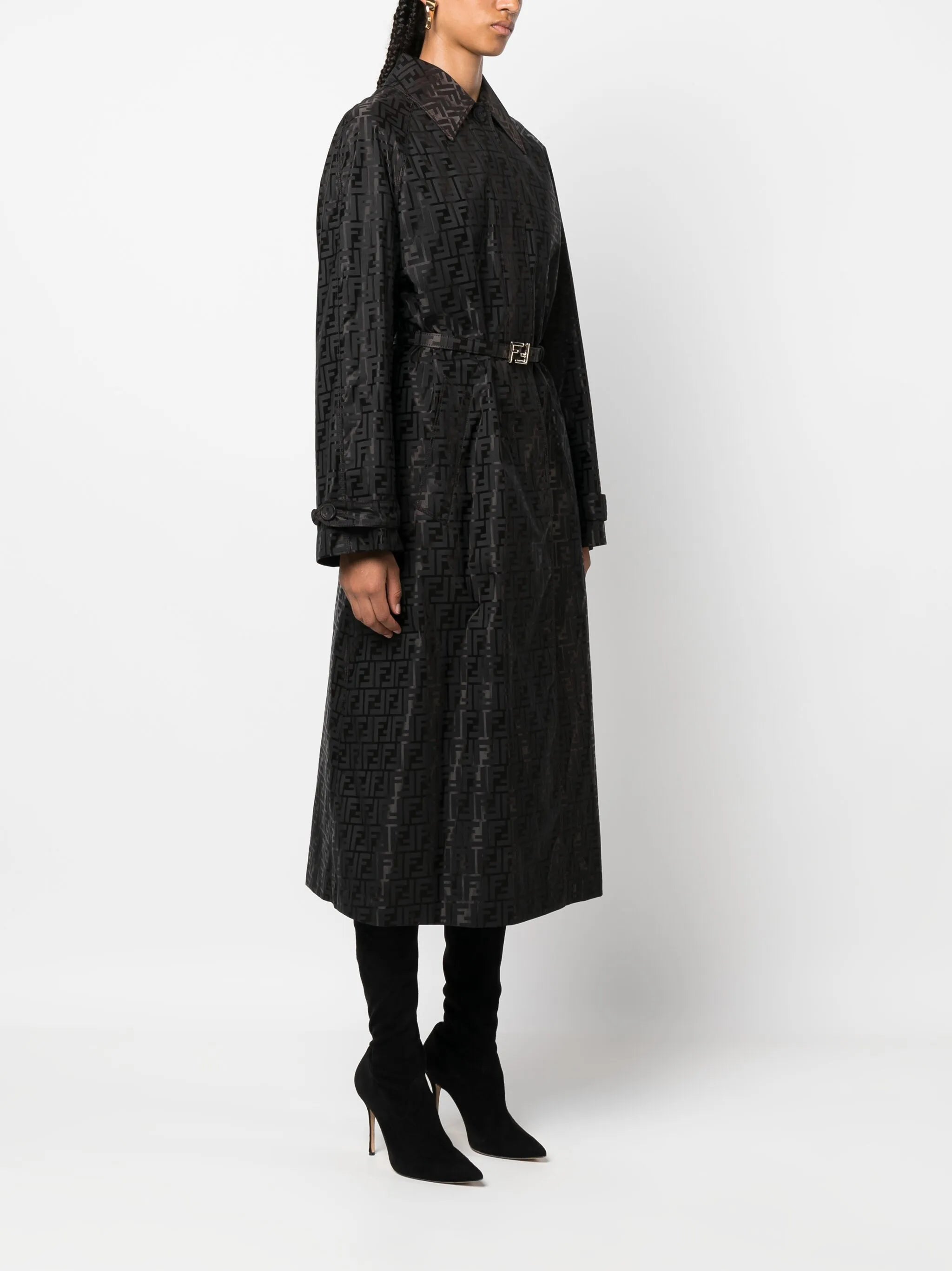 FF jacquard trench coat