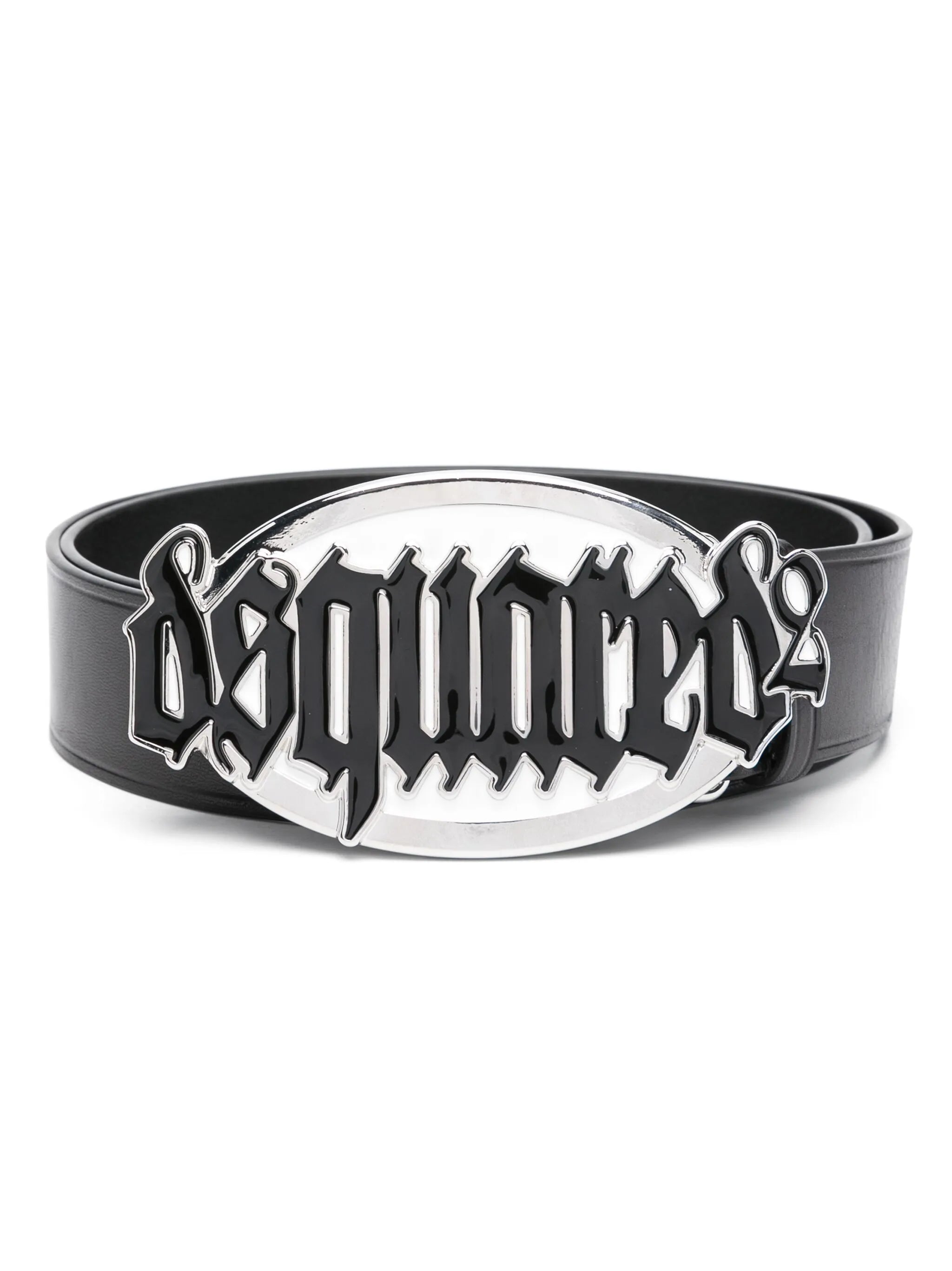 Gothic logo-buckle leather belt