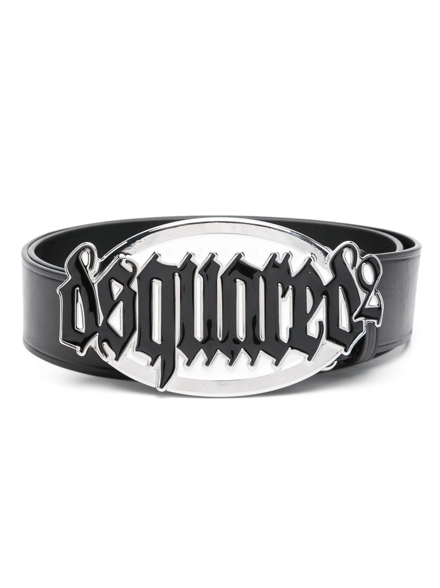 Gothic logo-buckle leather belt