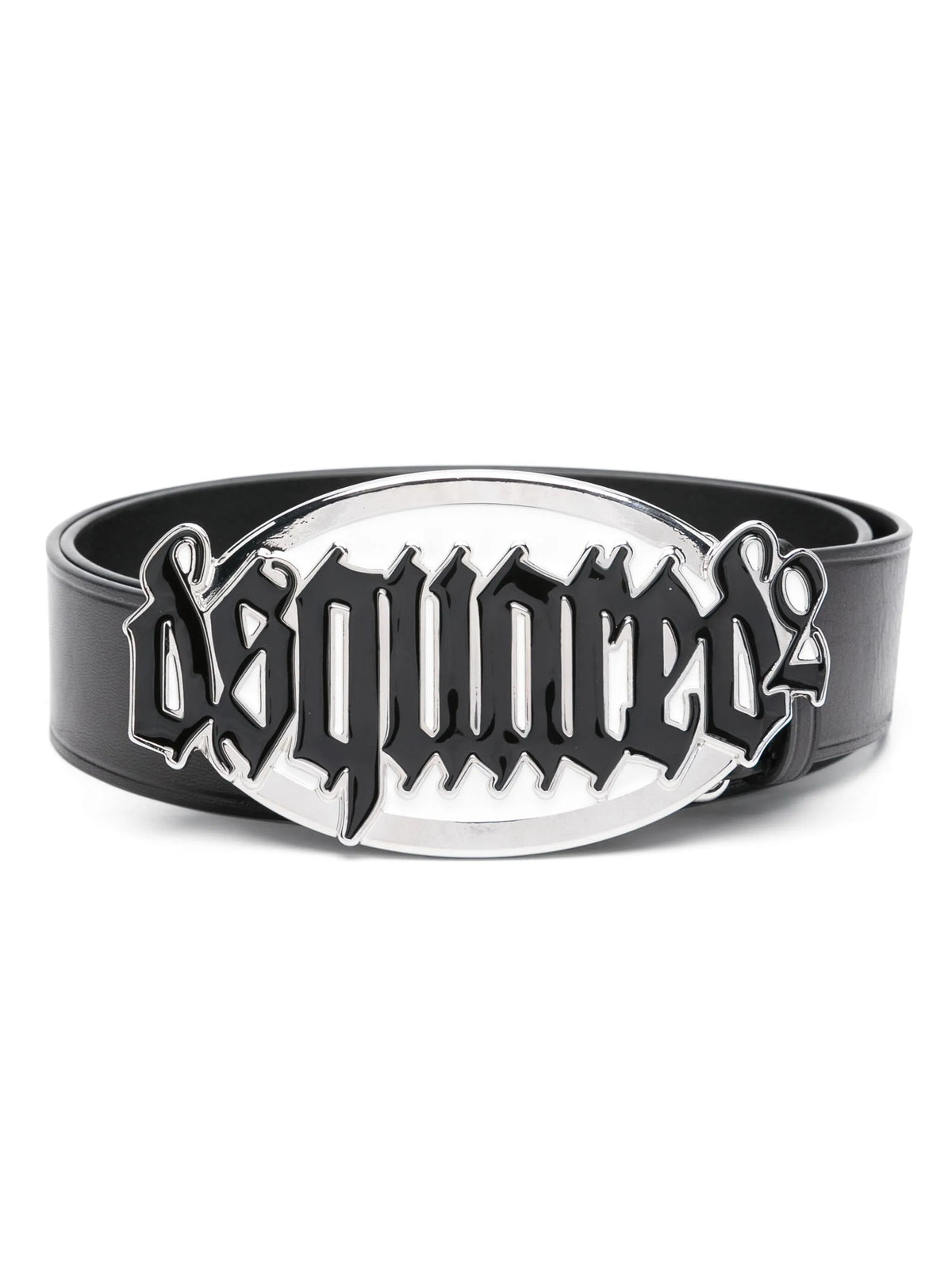 Gothic logo-buckle leather belt