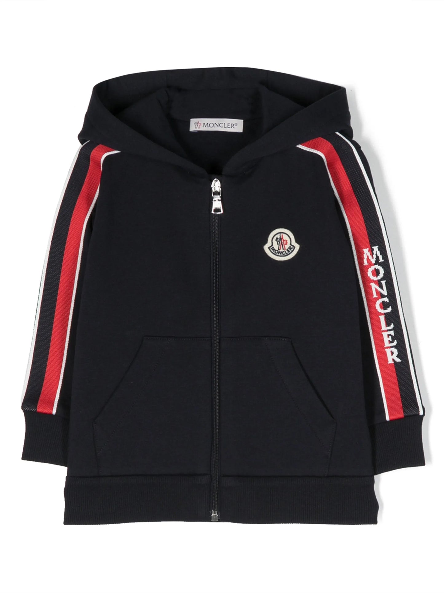 logo-patch zipped jersey hoodie