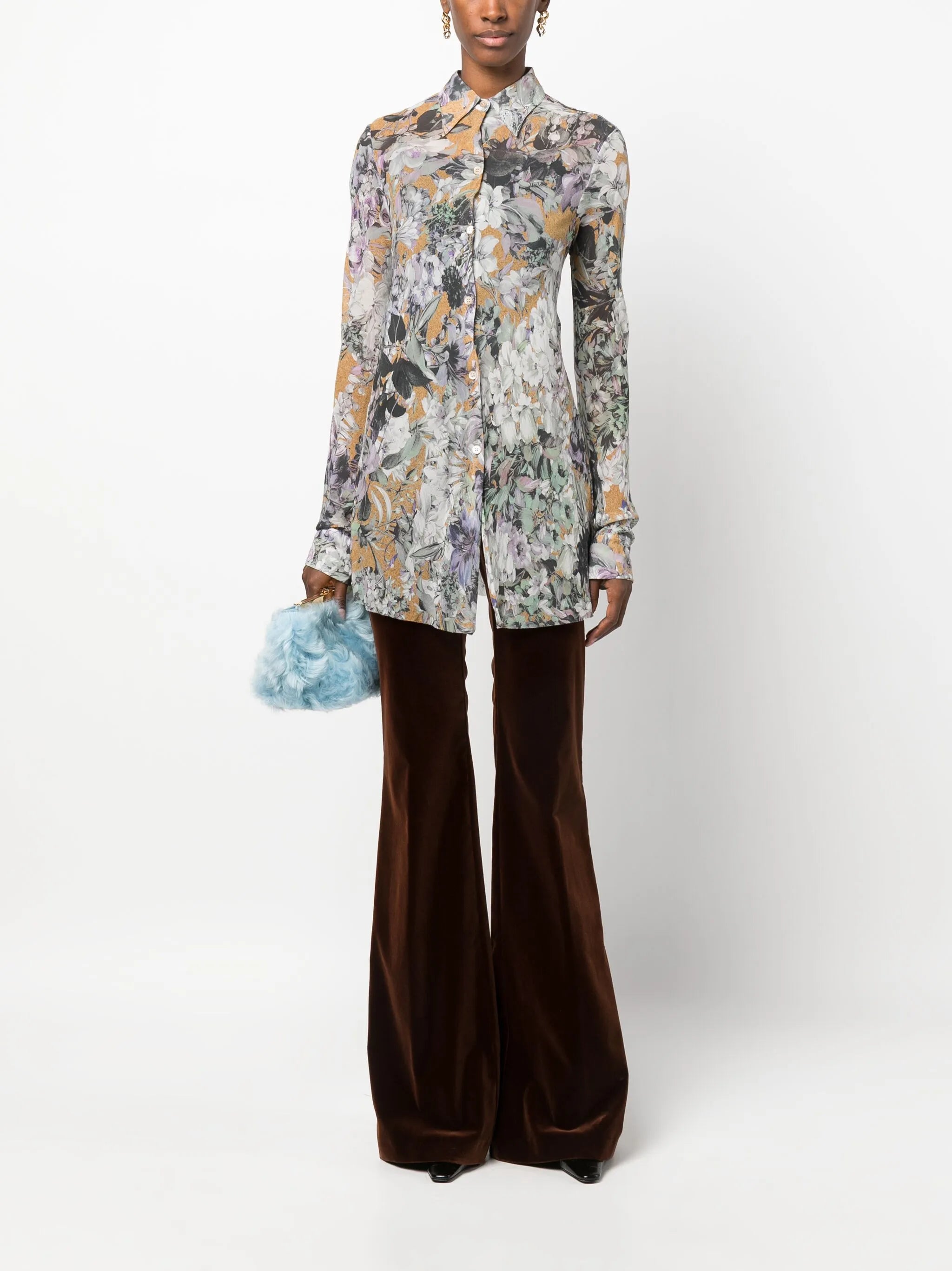 velvet flared trousers