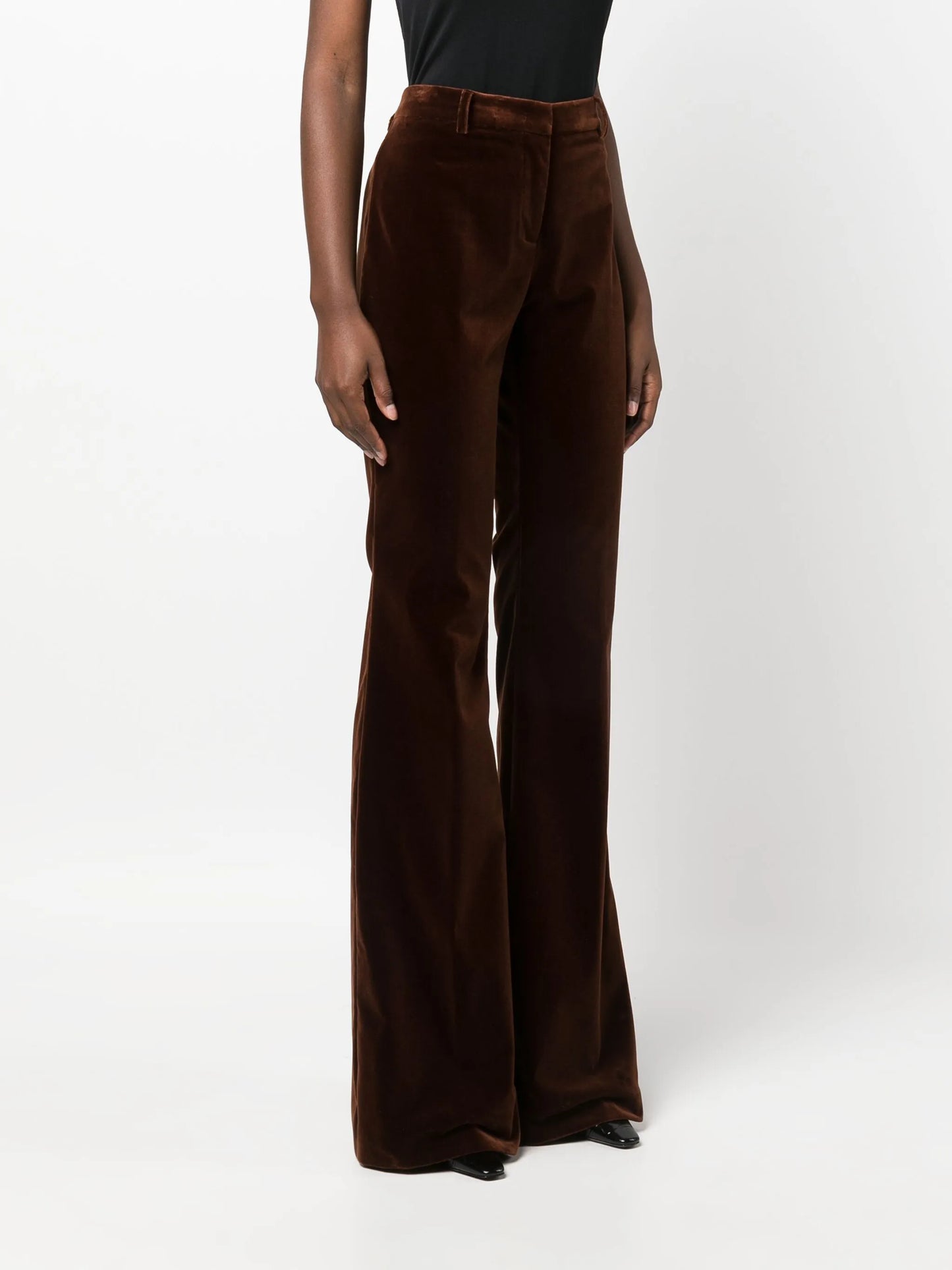 velvet flared trousers