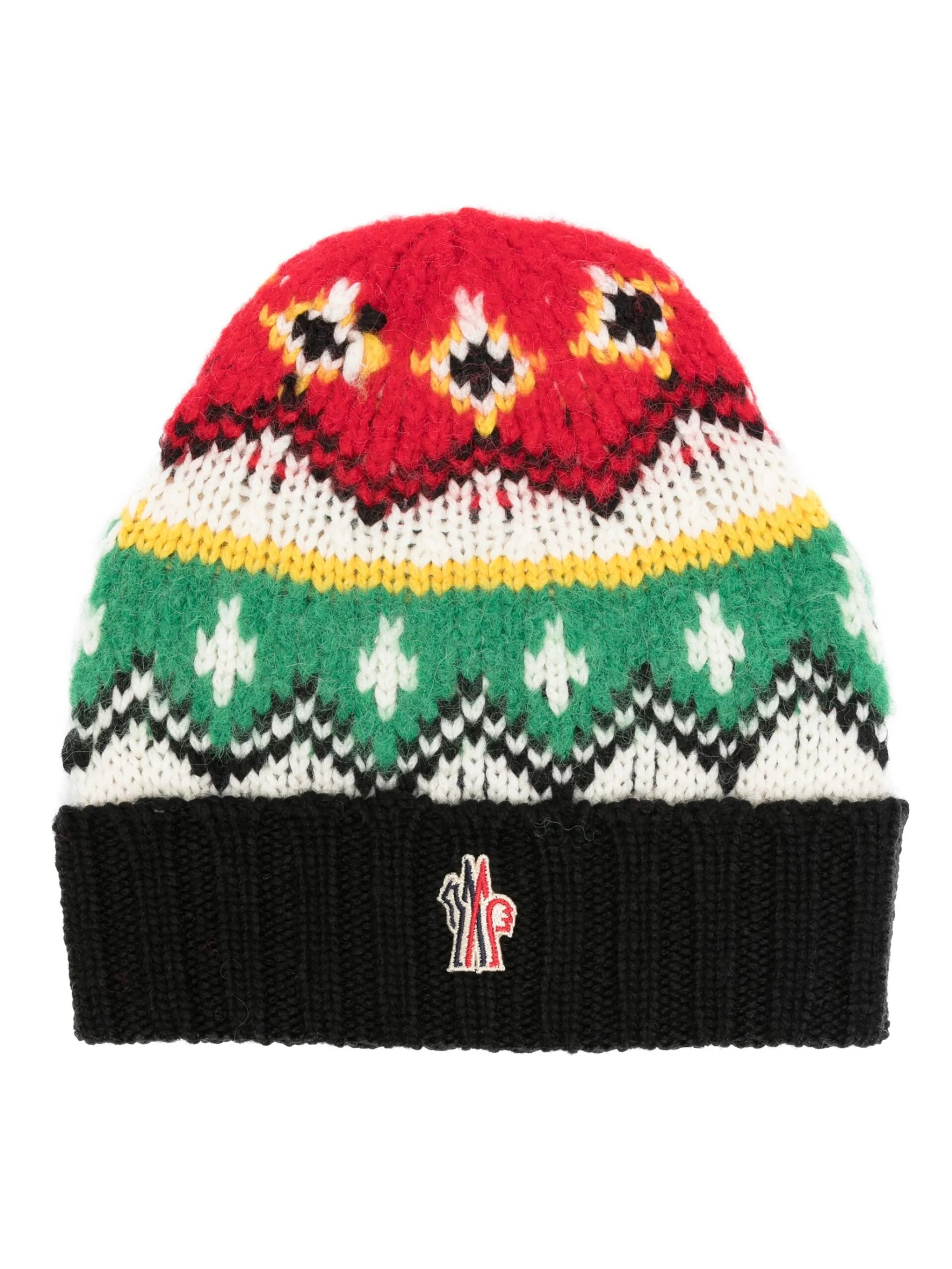 logo-patch intarsia-knit beanie