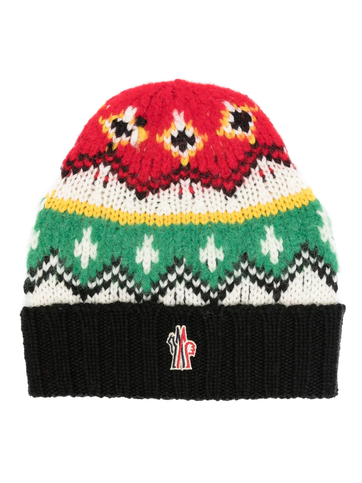 logo-patch intarsia-knit beanie