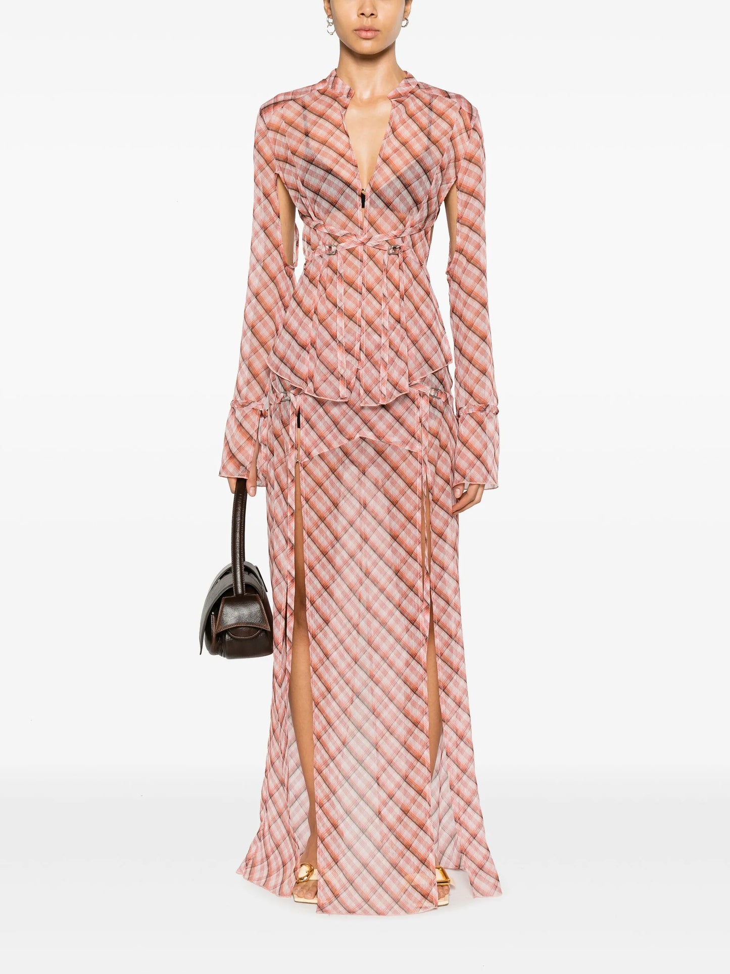 Thrall checked maxi skirt