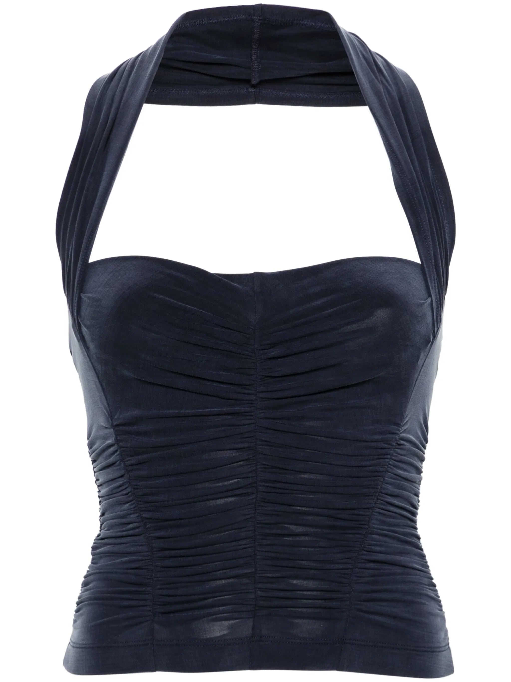 gathered halterneck tank top