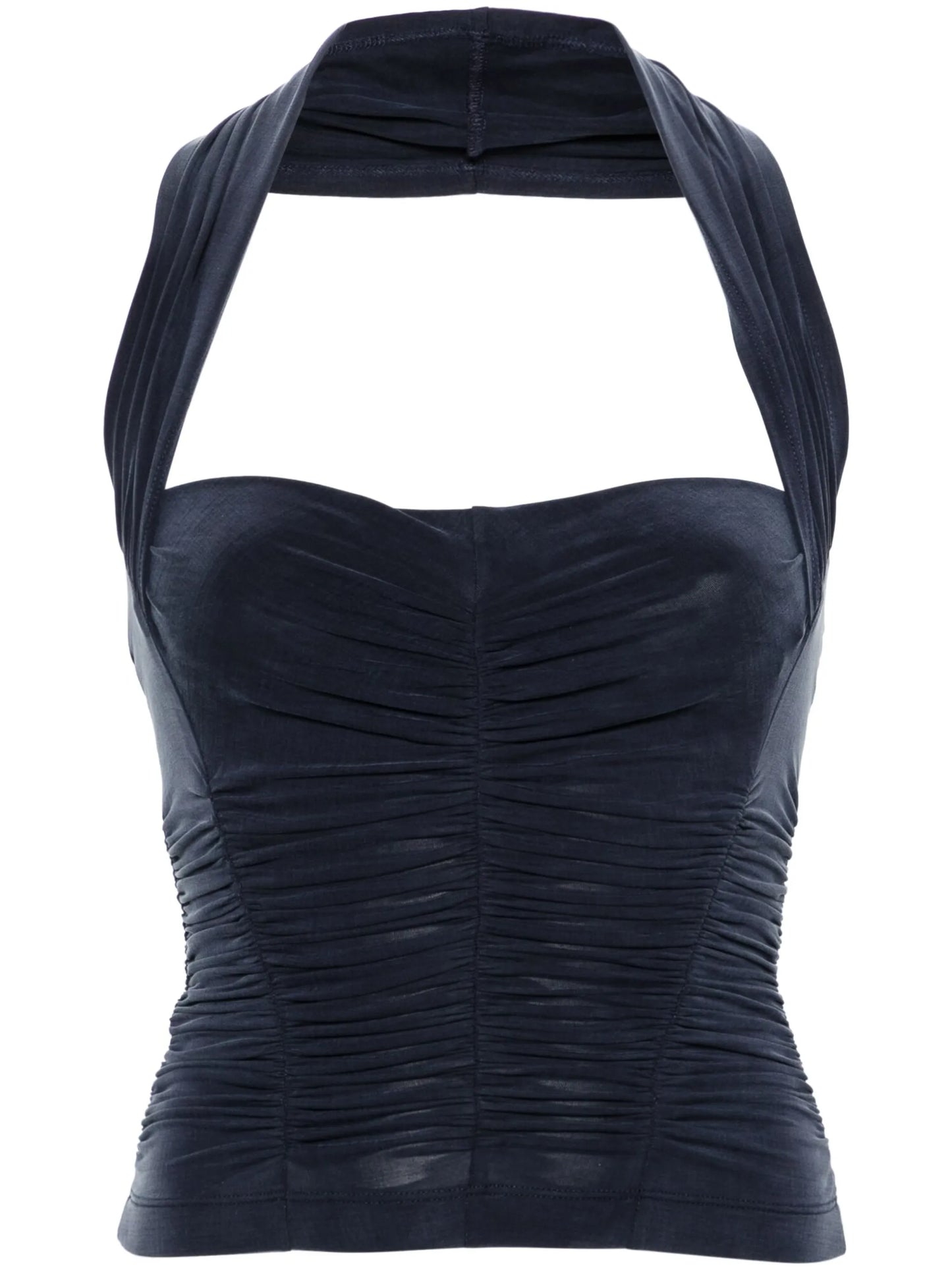 gathered halterneck tank top