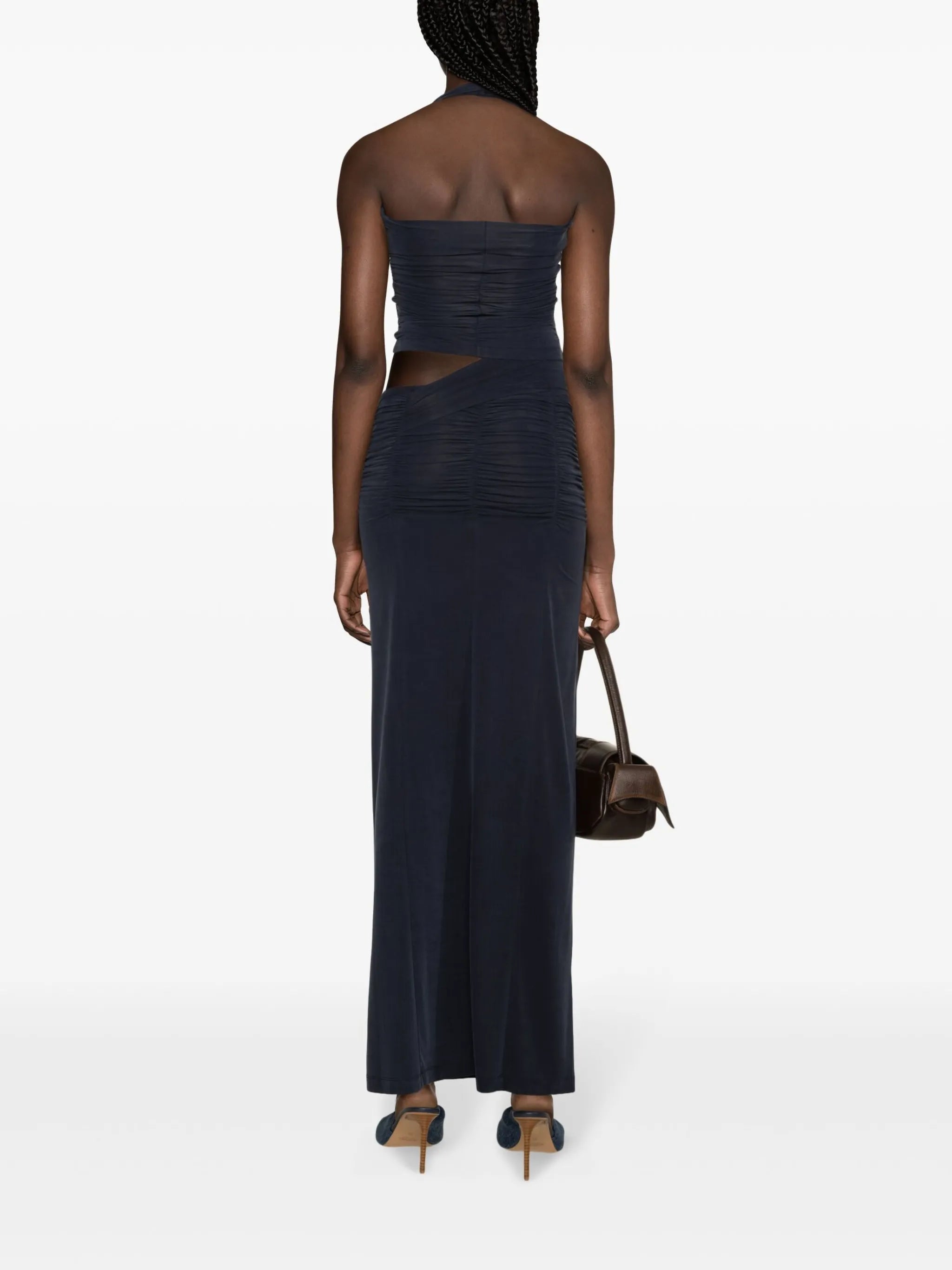 gathered halterneck tank top