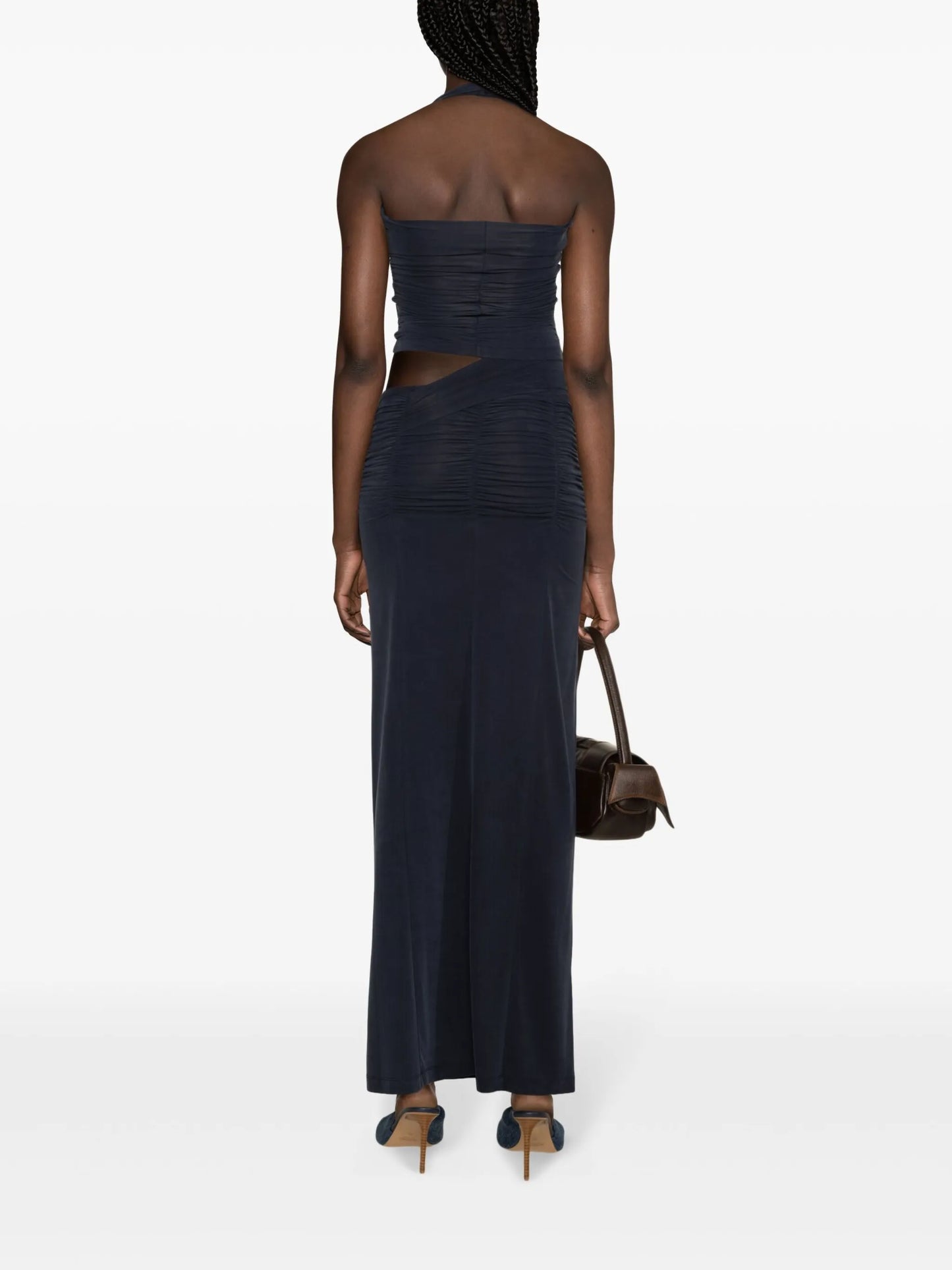 gathered halterneck tank top