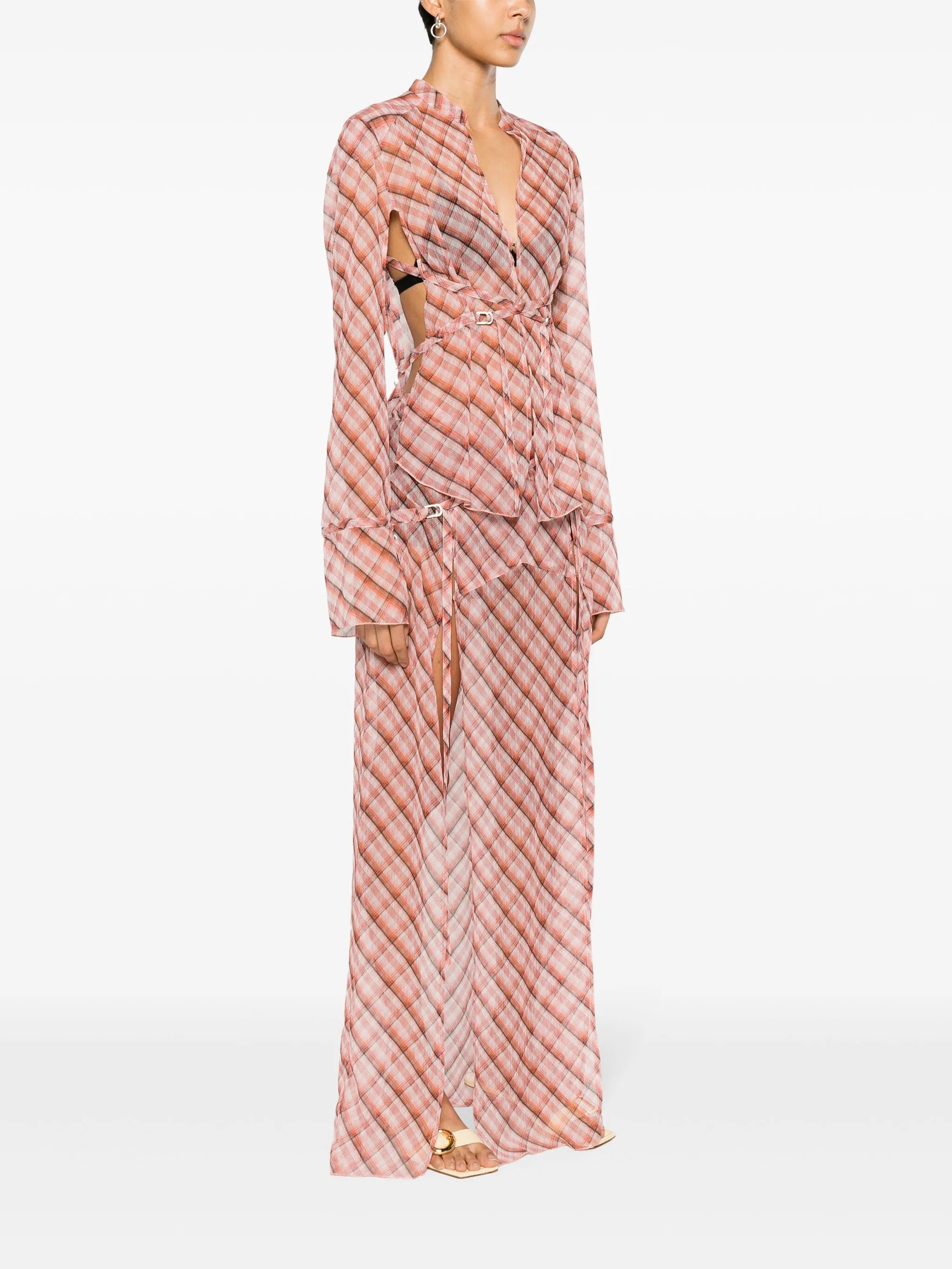 Thrall strappy checked shirt