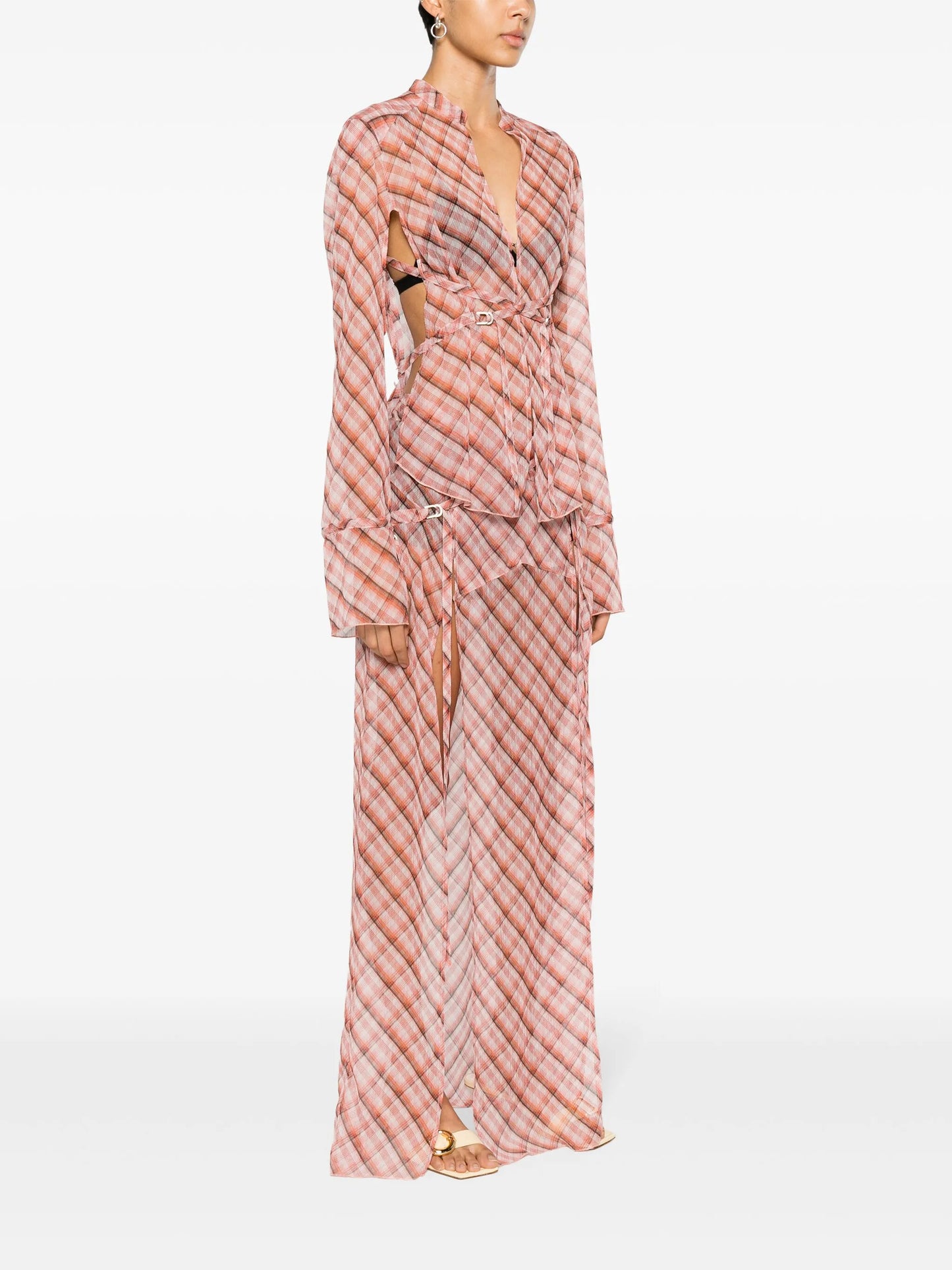 Thrall strappy checked shirt