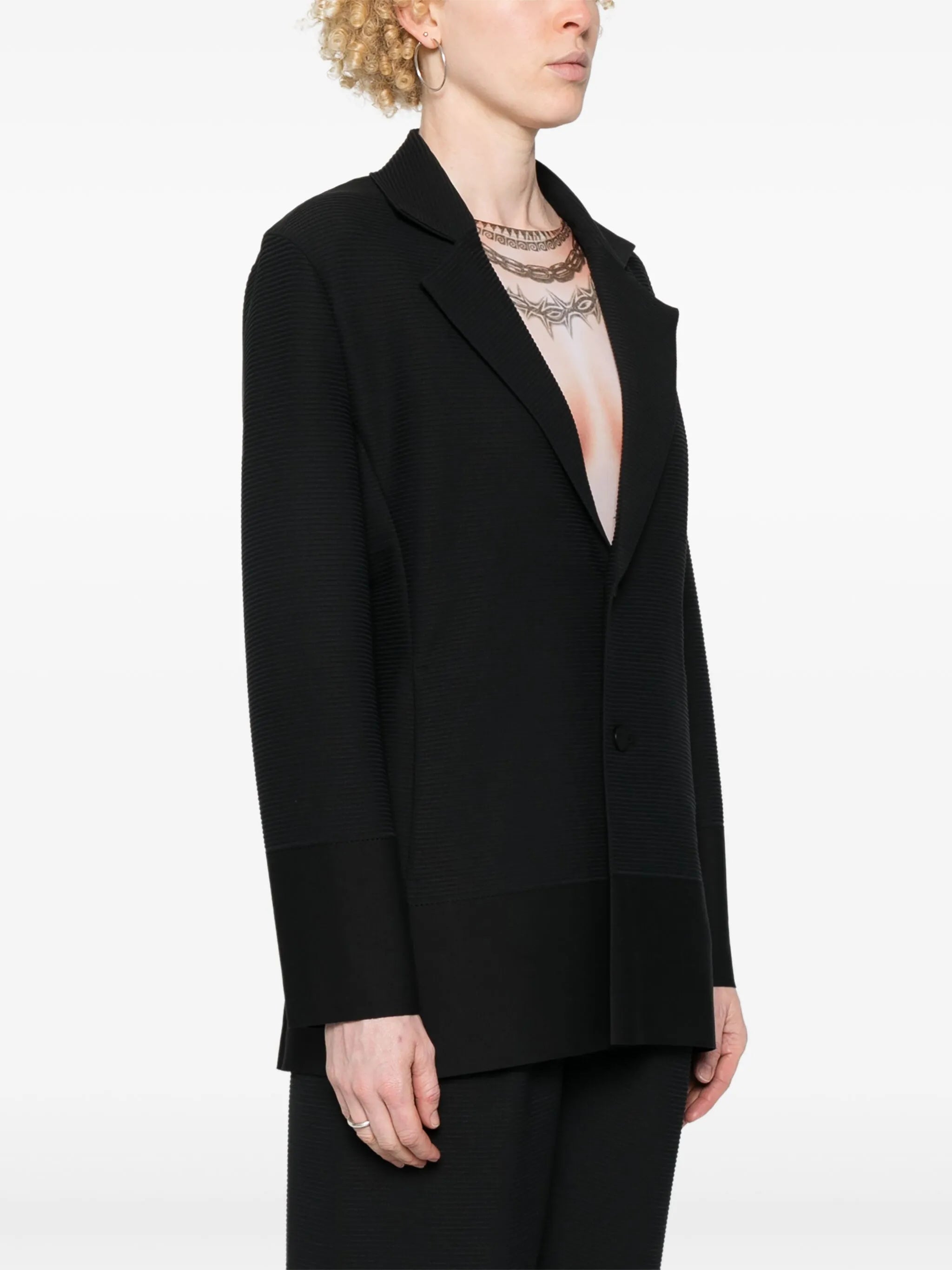 single-breasted ribbed blazer