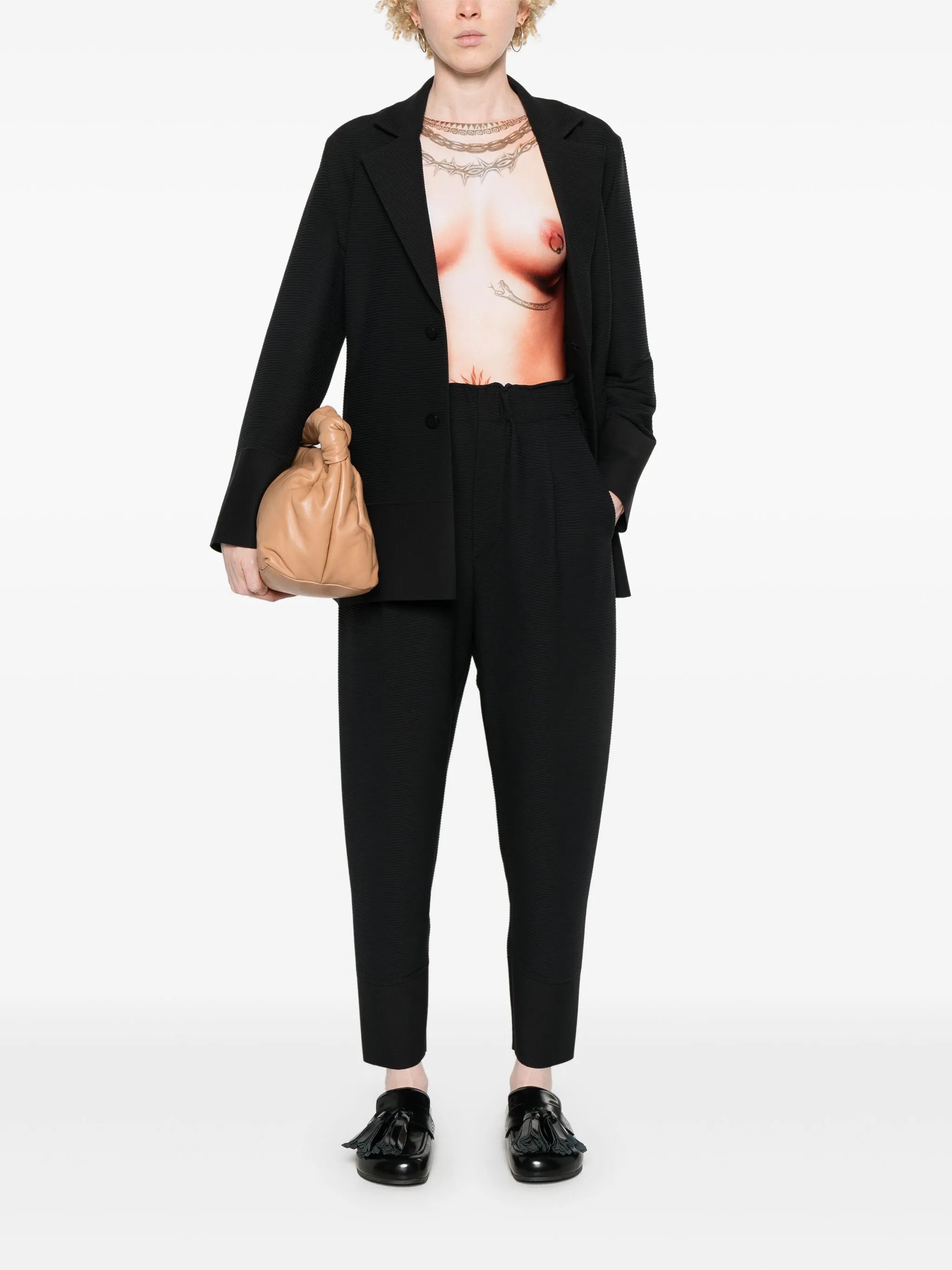 single-breasted ribbed blazer