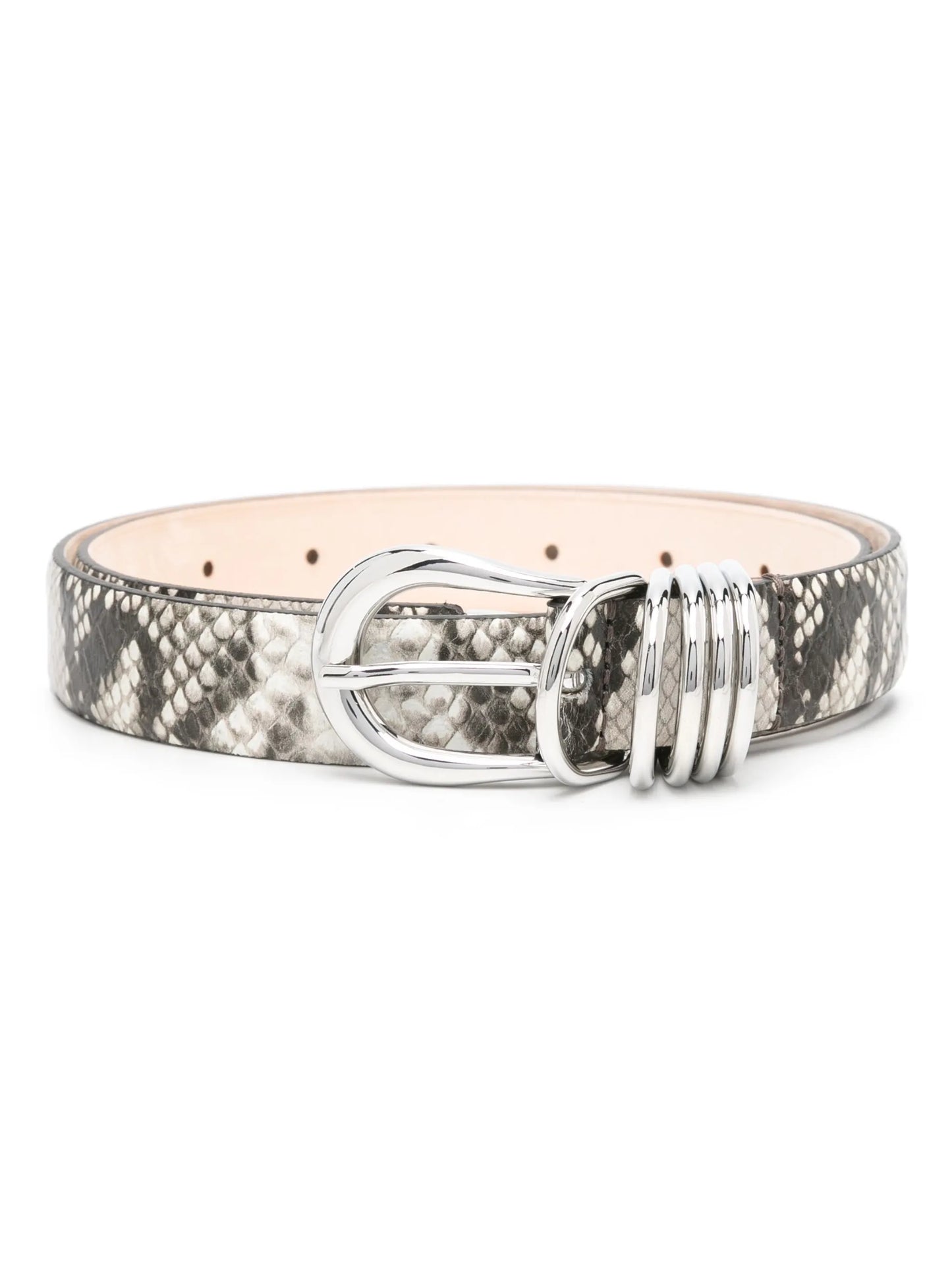 Hollyhock snakeskin-effect leather belt