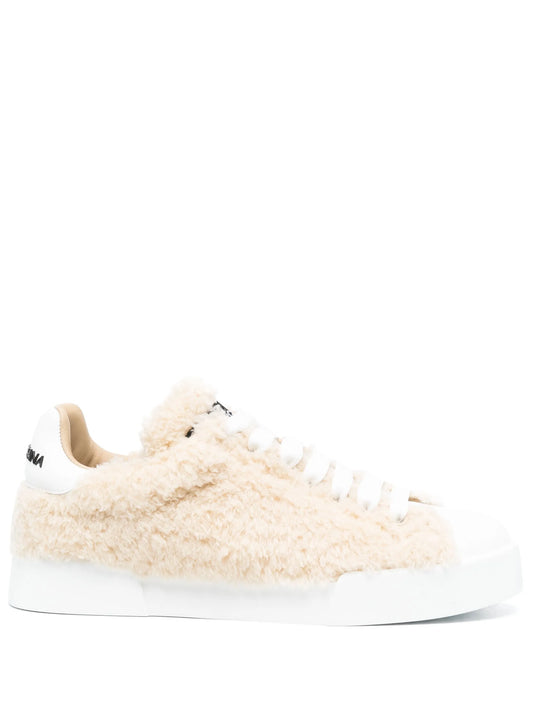 embossed-logo leather sneakers