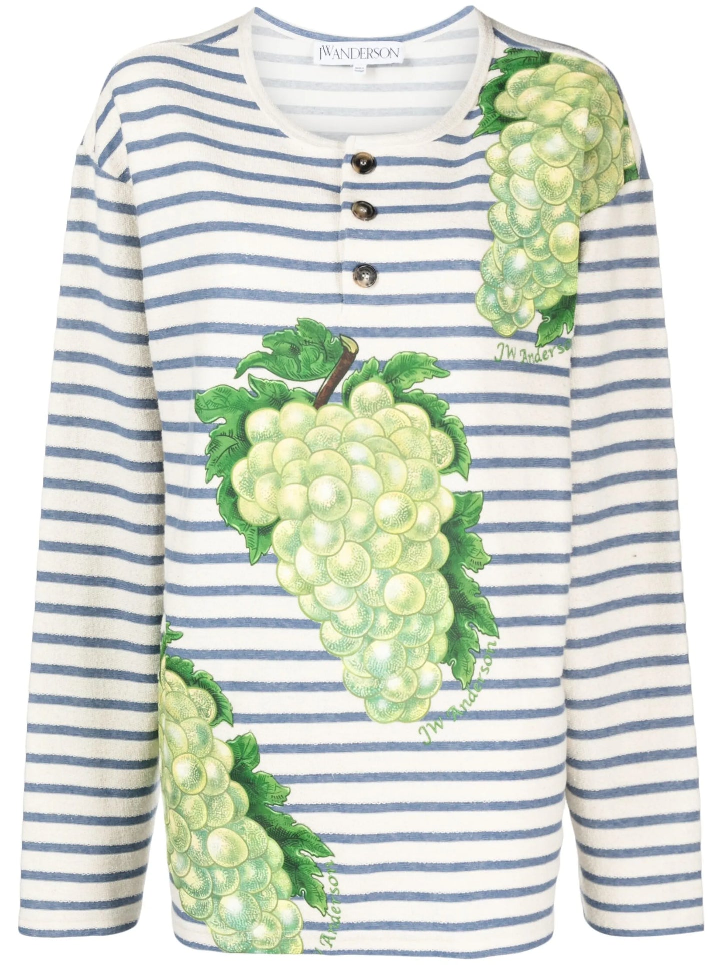 grape-print henley top
