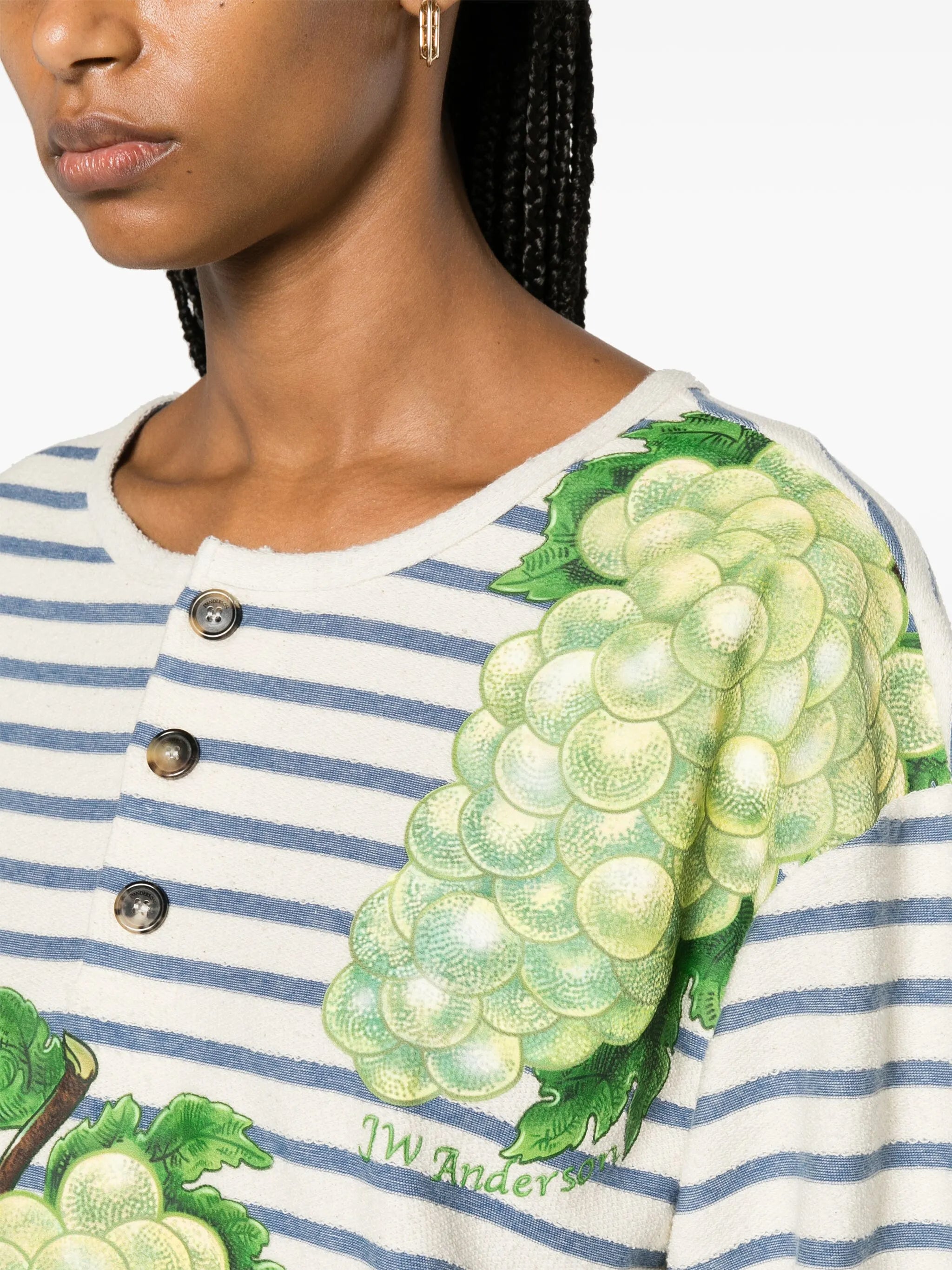 grape-print henley top