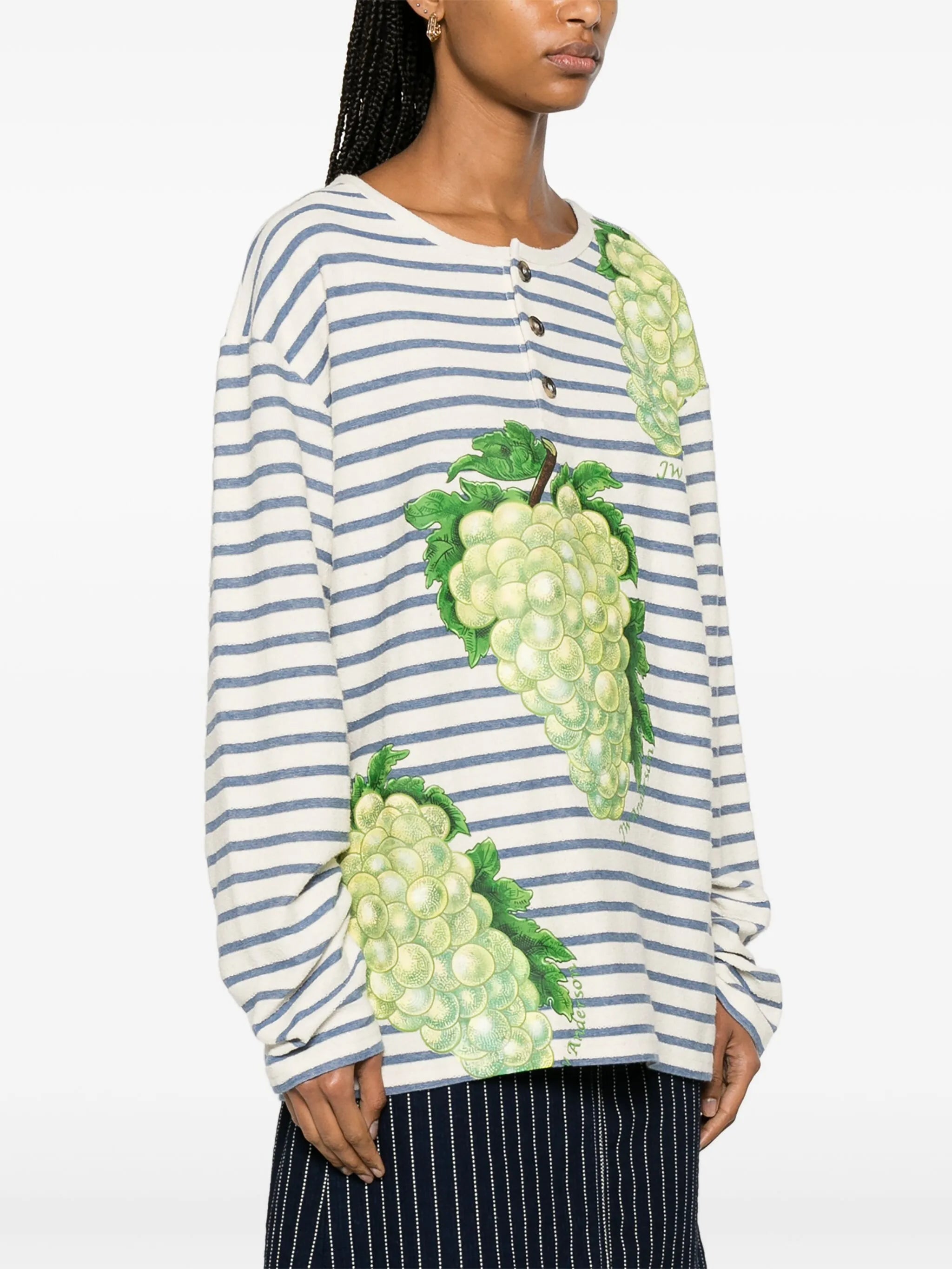 grape-print henley top