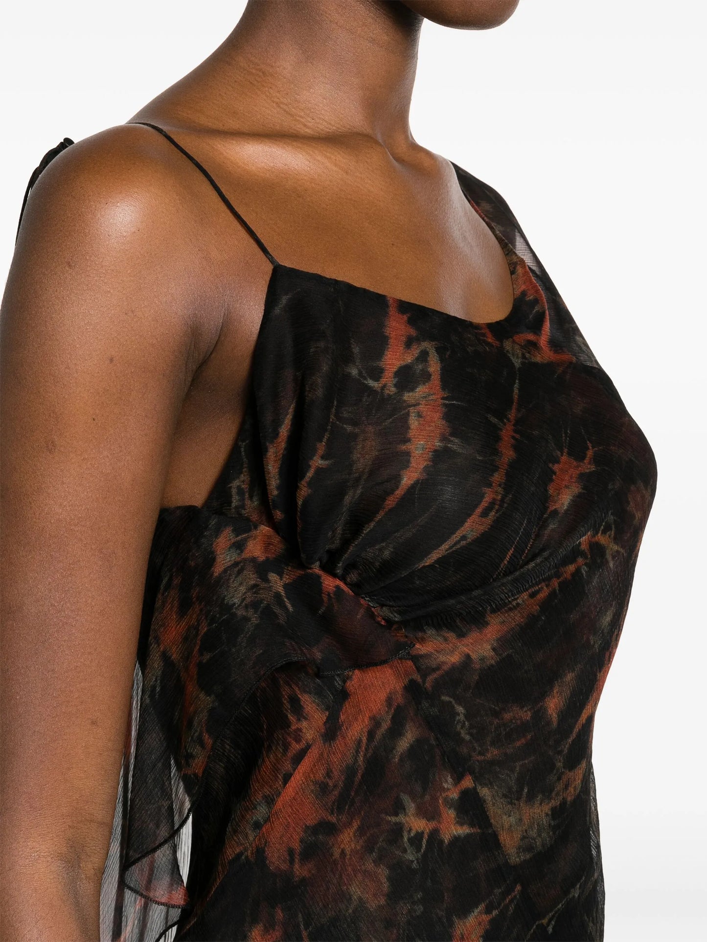 acid flame-print silk dress
