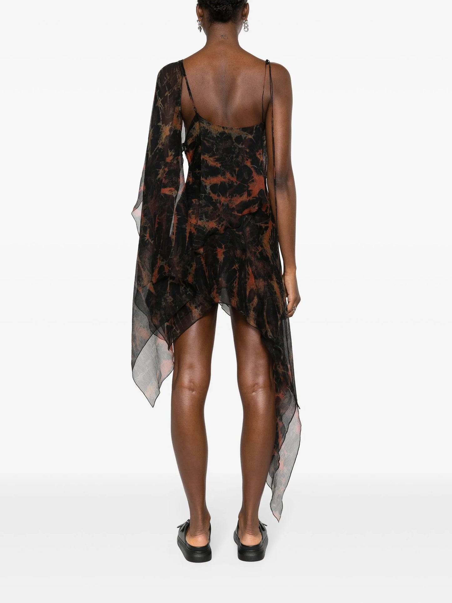 acid flame-print silk dress