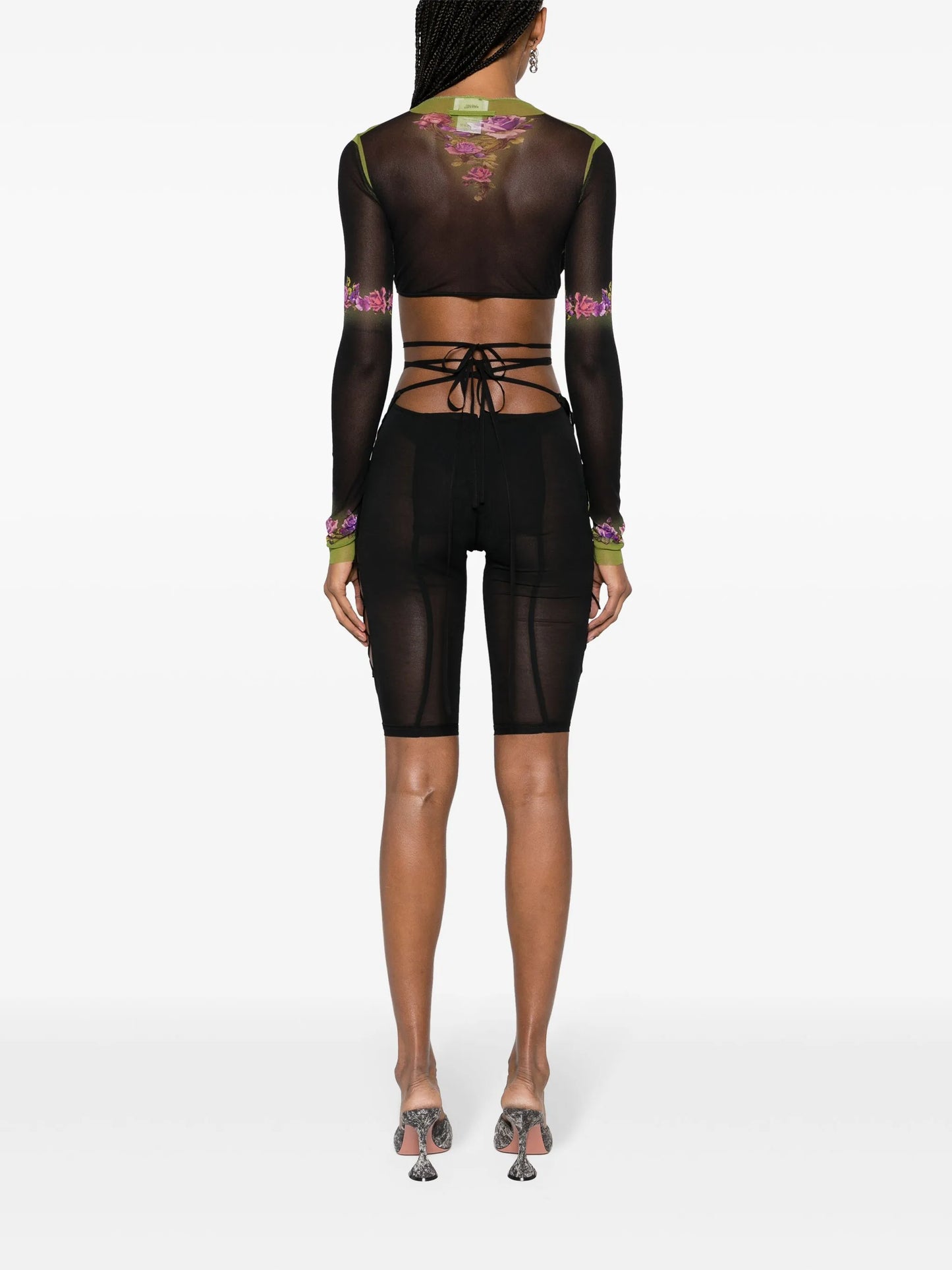 Glimmer lace-up sheer shorts