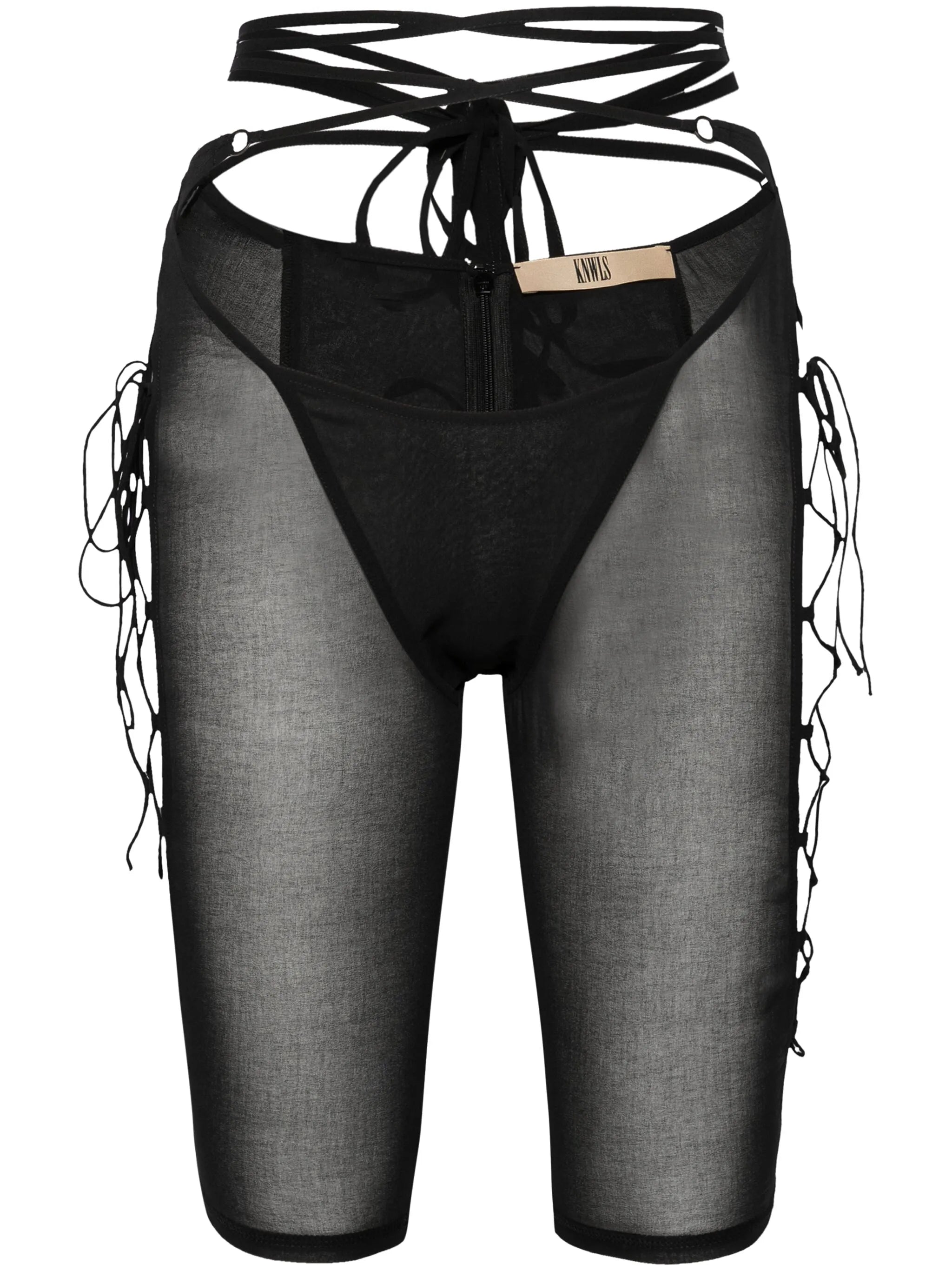 Glimmer lace-up sheer shorts