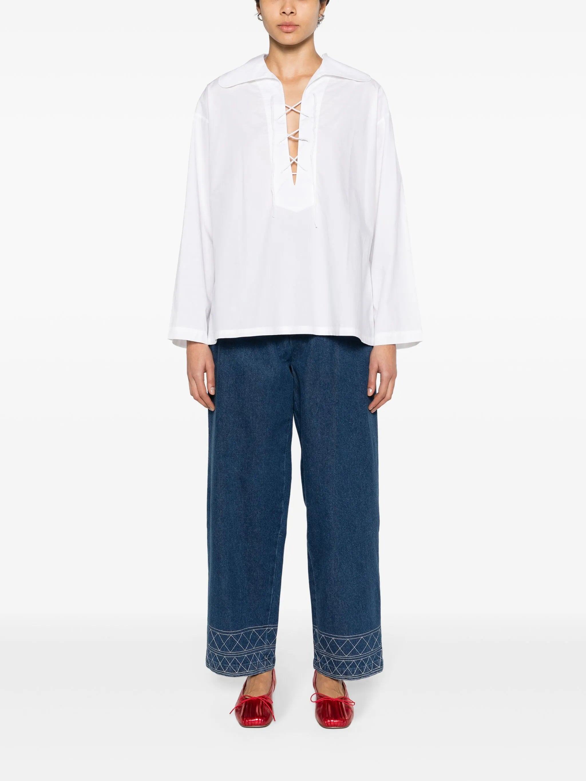 Bonnie lace-up cotton shirt
