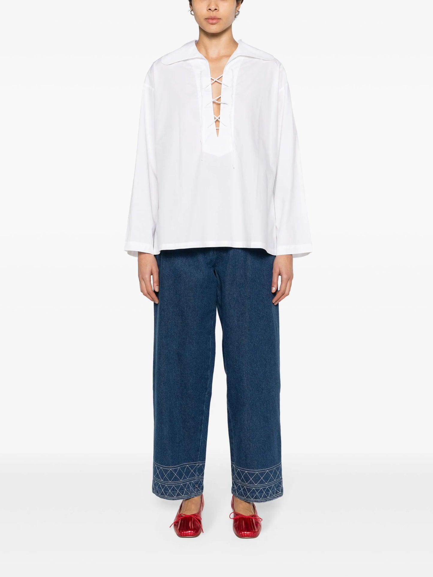 Bonnie lace-up cotton shirt