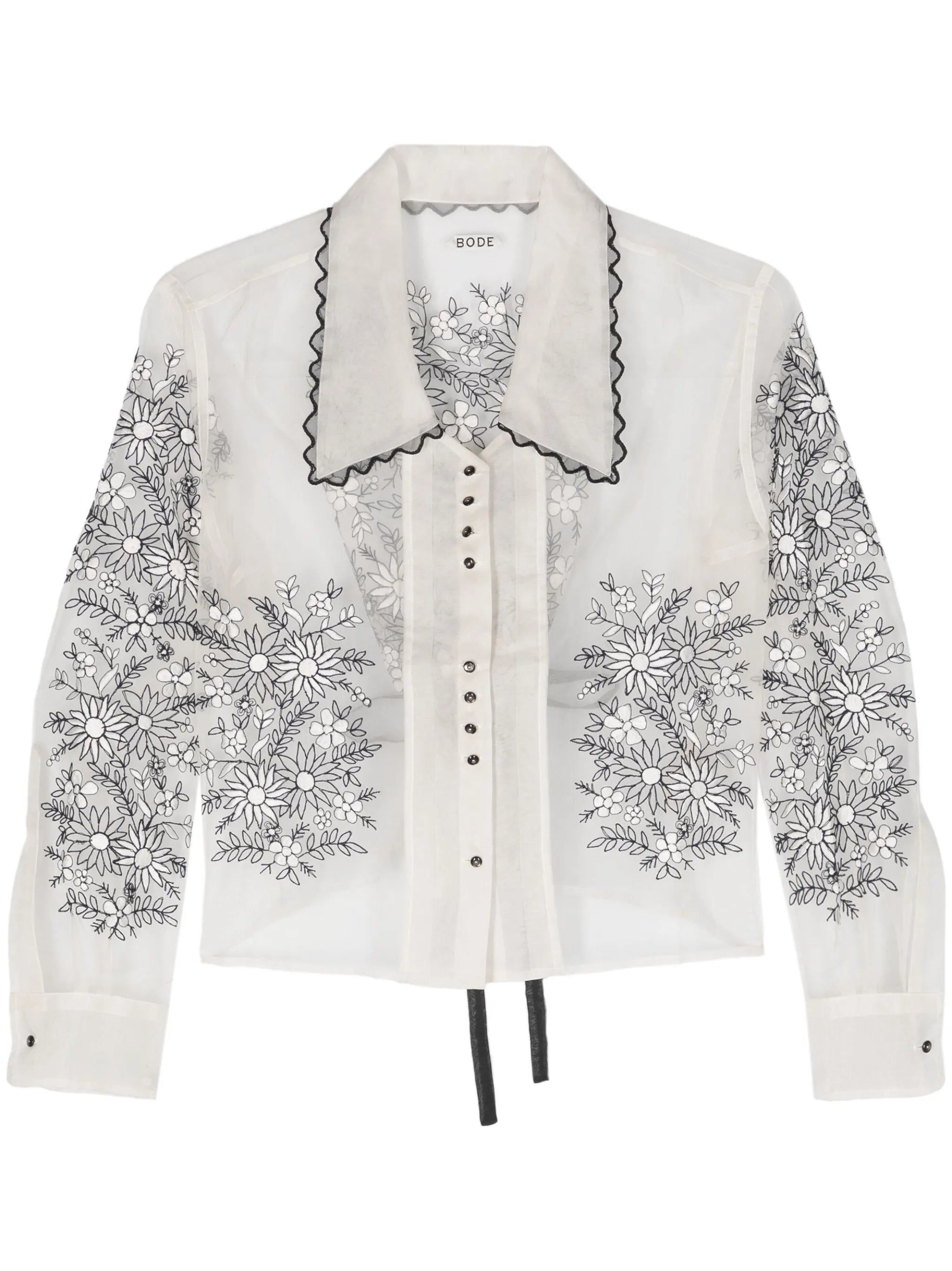 floral-embroidered silk blouse