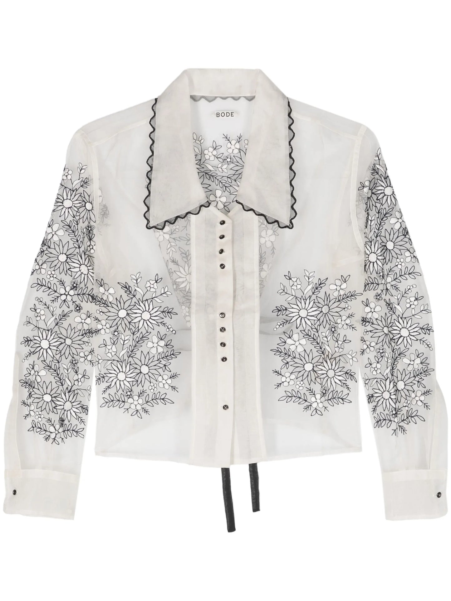 floral-embroidered silk blouse