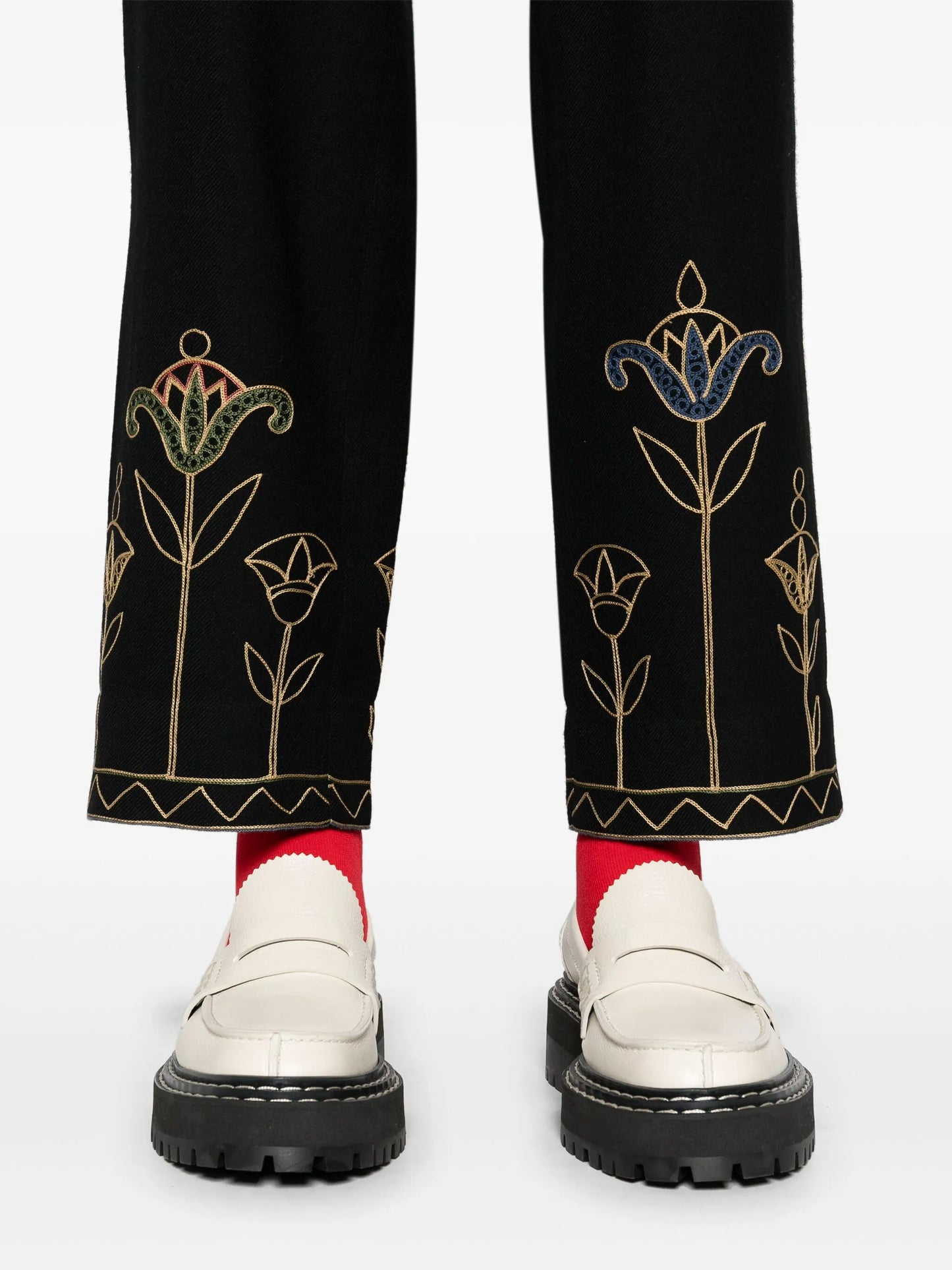 Blooming Stems mid-rise straight-leg trousers
