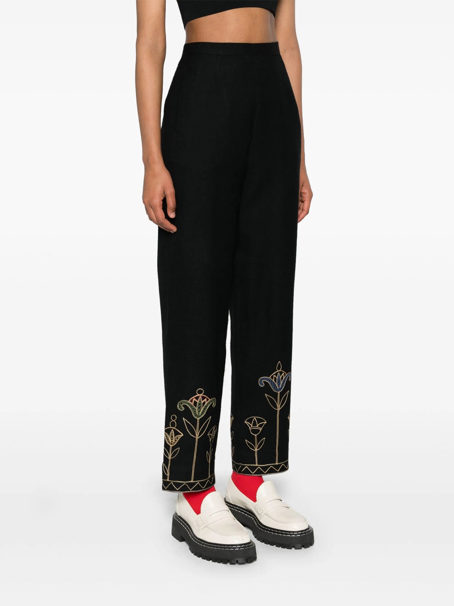 Blooming Stems mid-rise straight-leg trousers