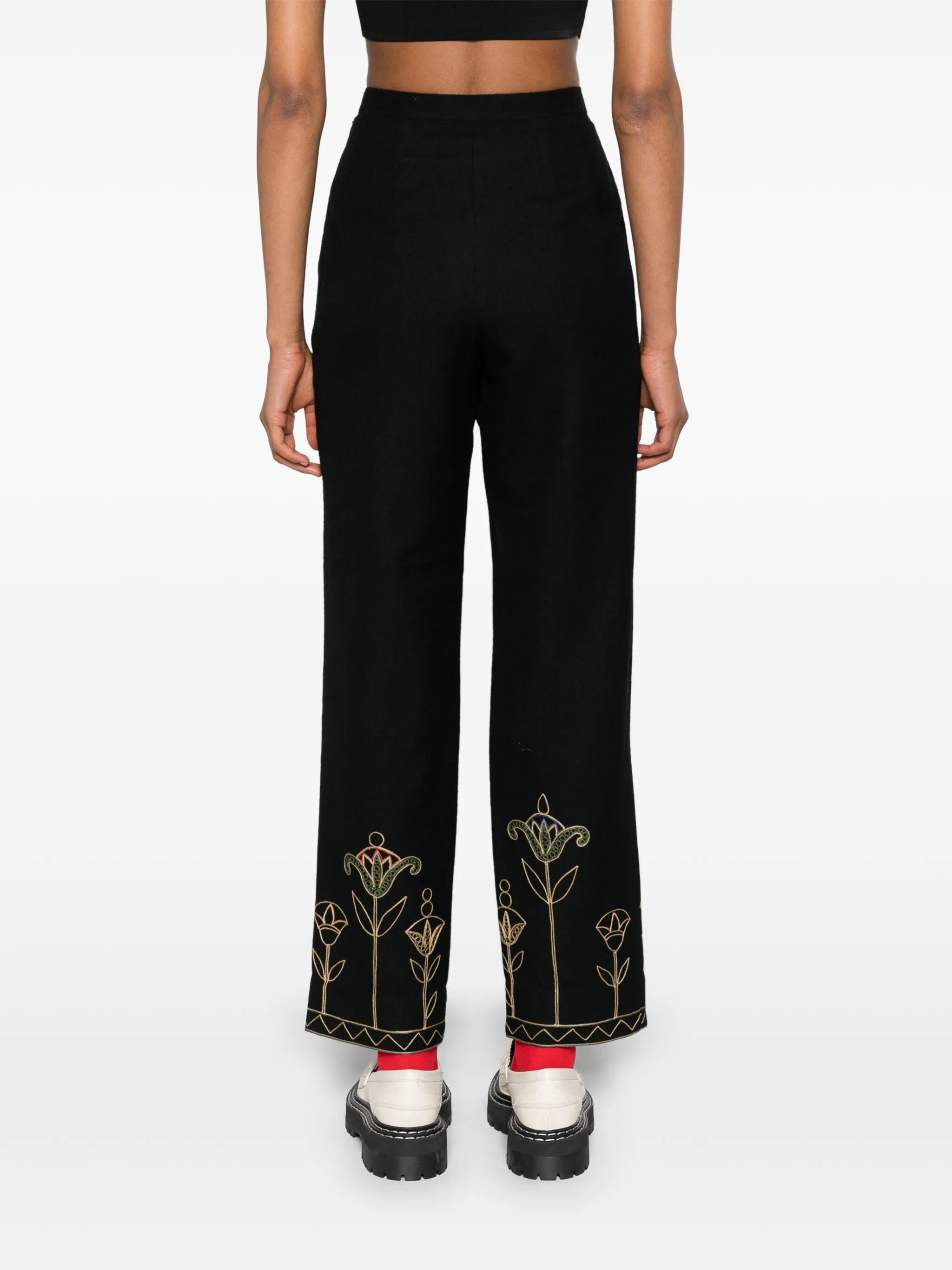 Blooming Stems mid-rise straight-leg trousers