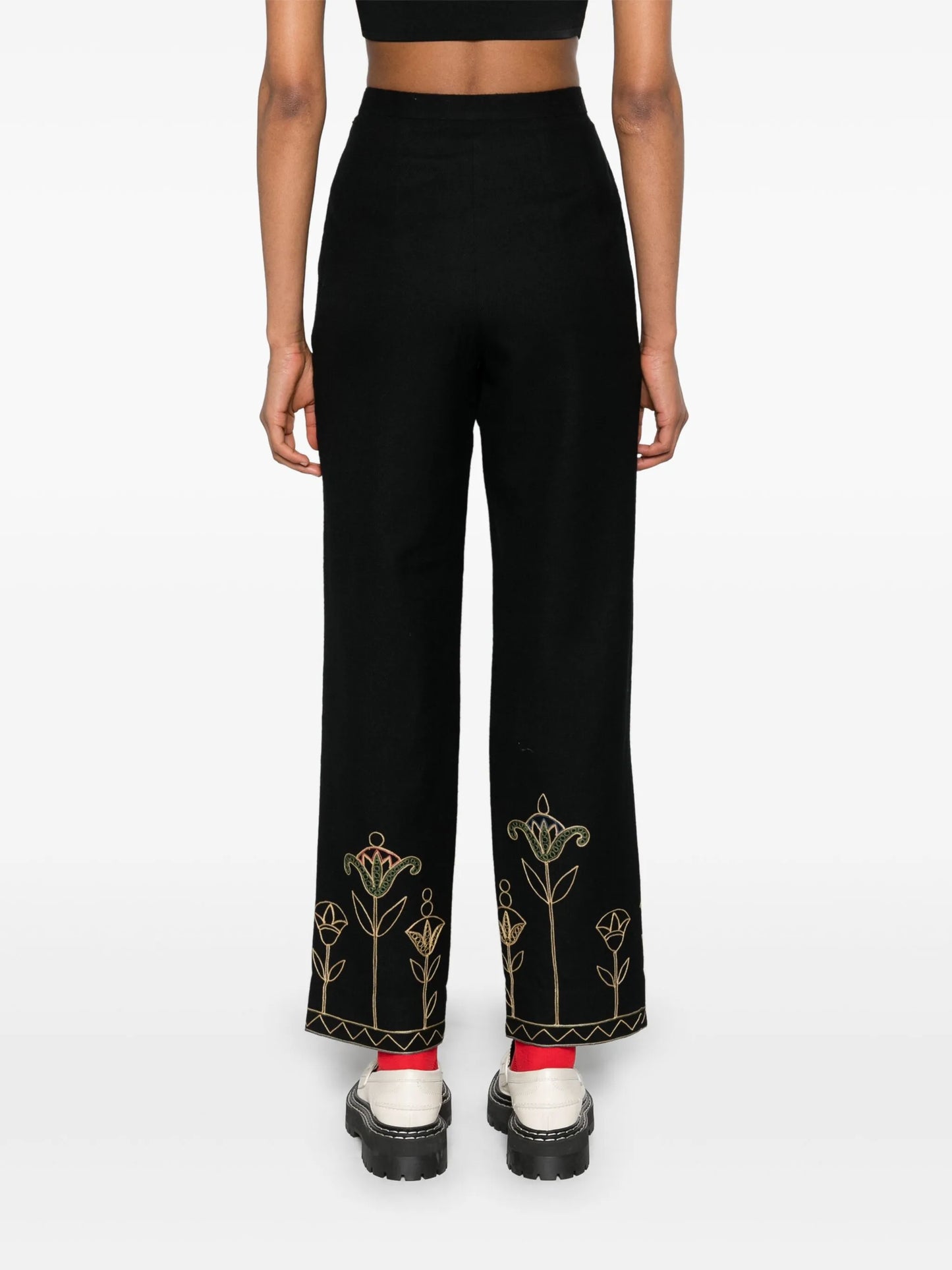 Blooming Stems mid-rise straight-leg trousers