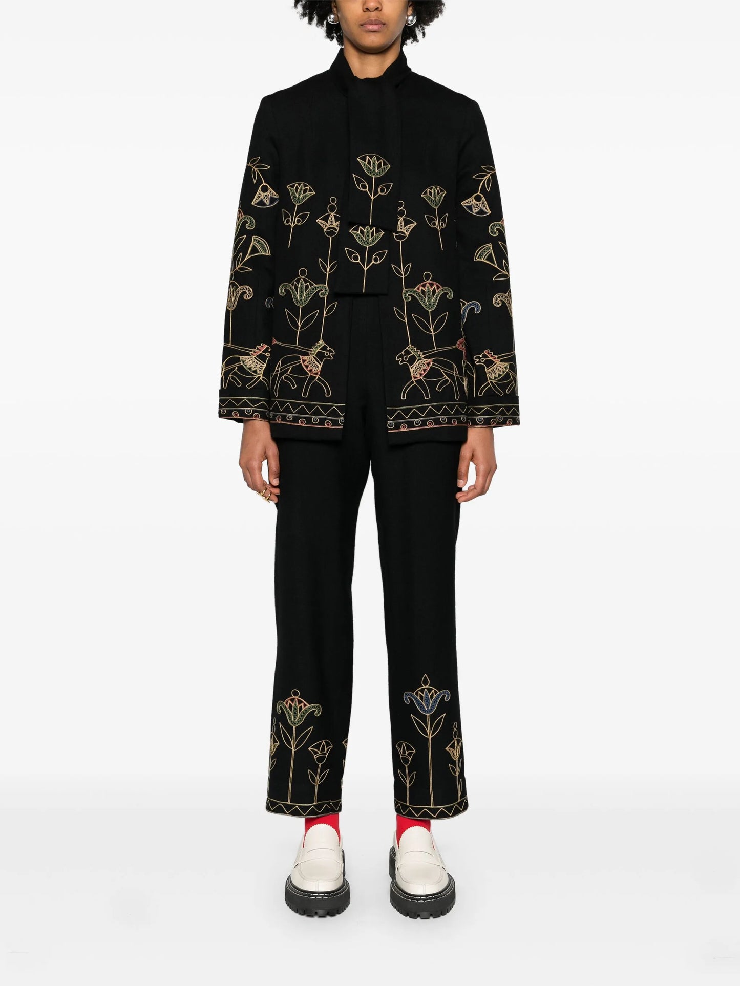 Blooming Stems mid-rise straight-leg trousers