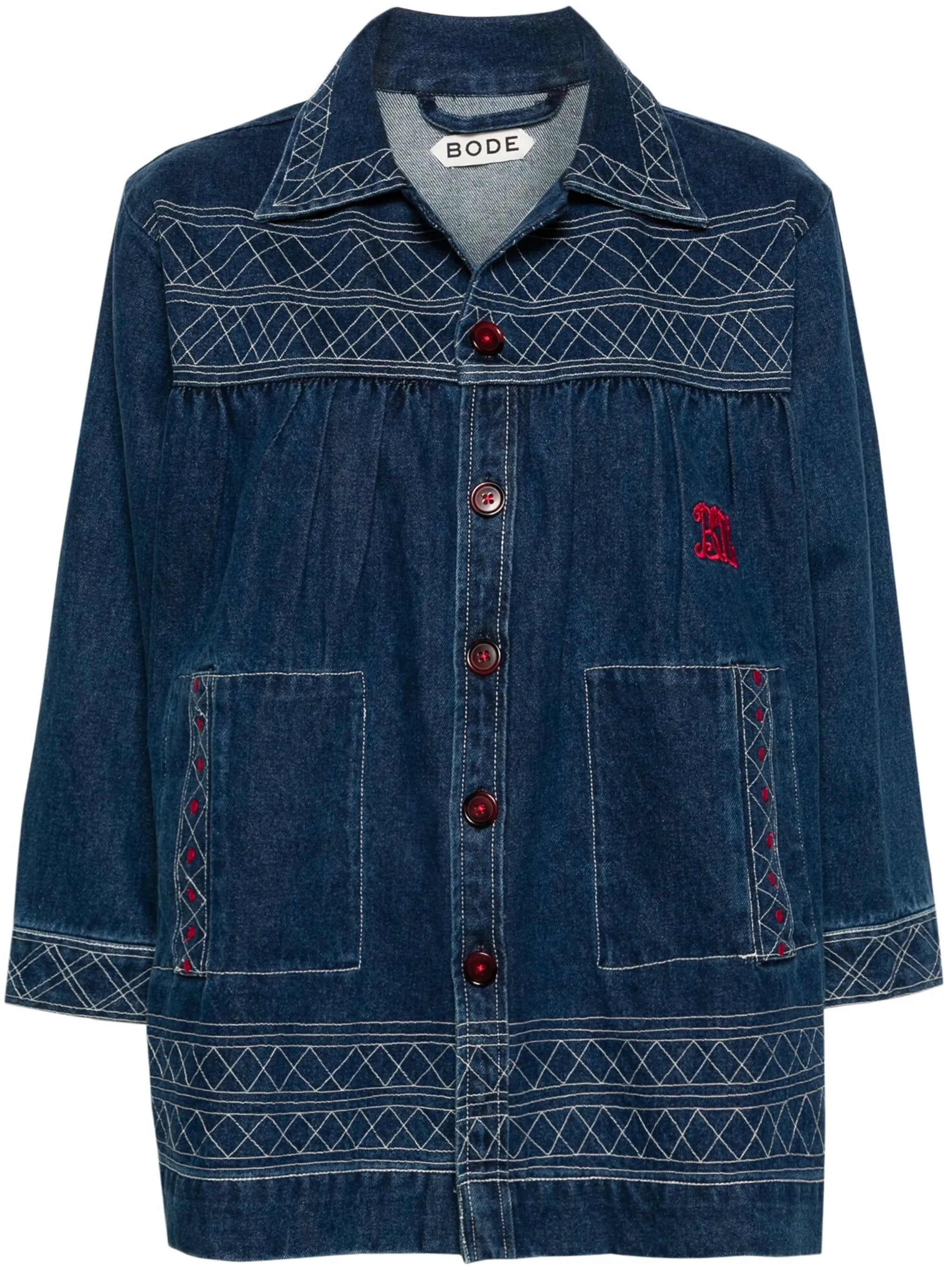 Quincy motif-embroidered denim jacket