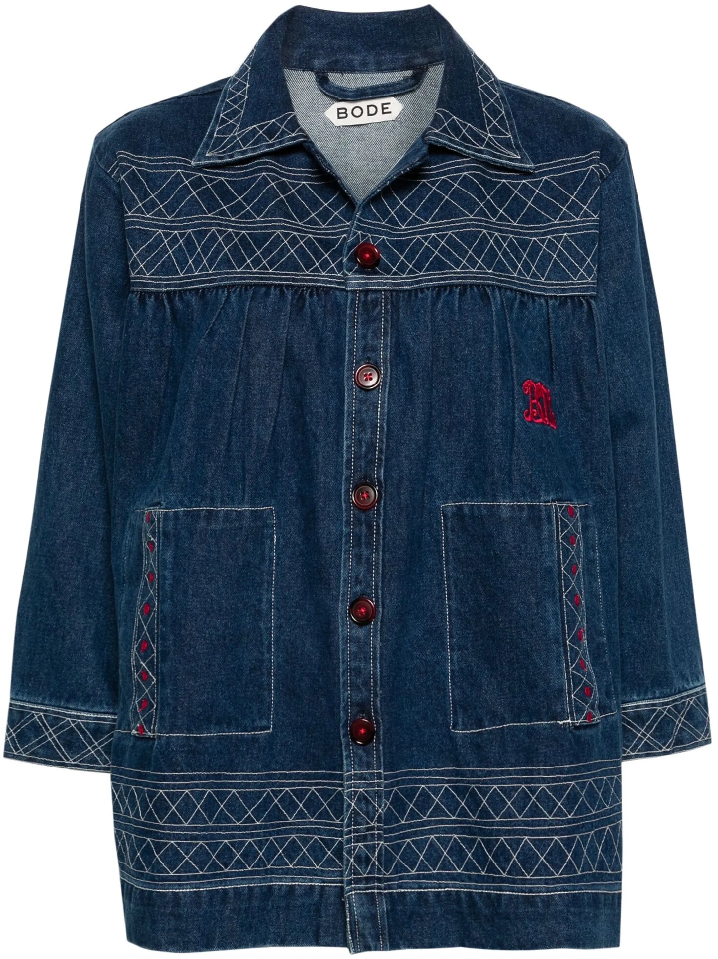 Quincy motif-embroidered denim jacket