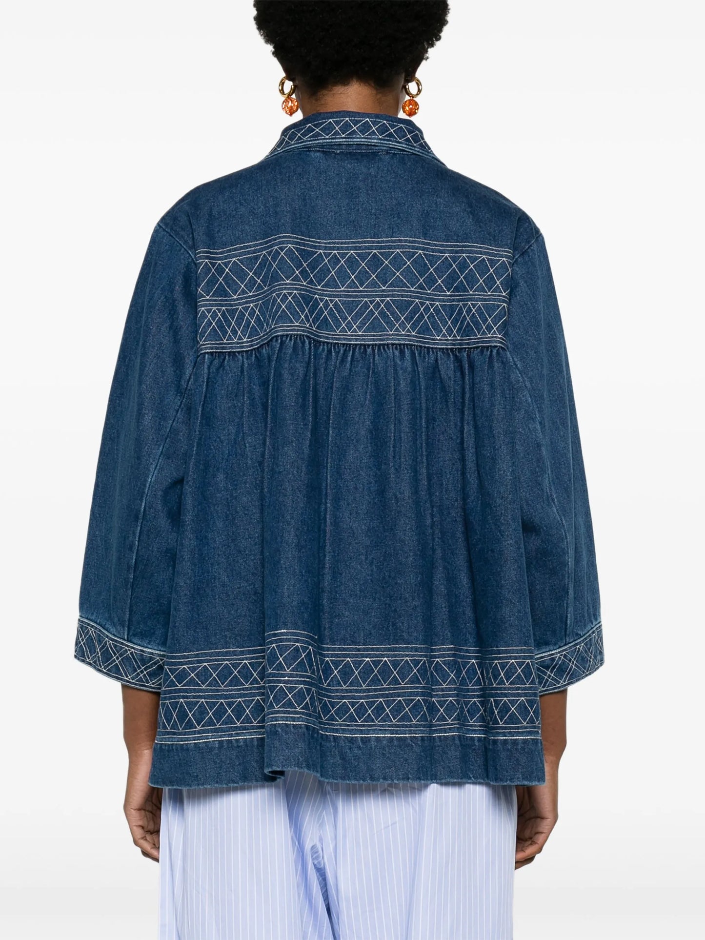 Quincy motif-embroidered denim jacket