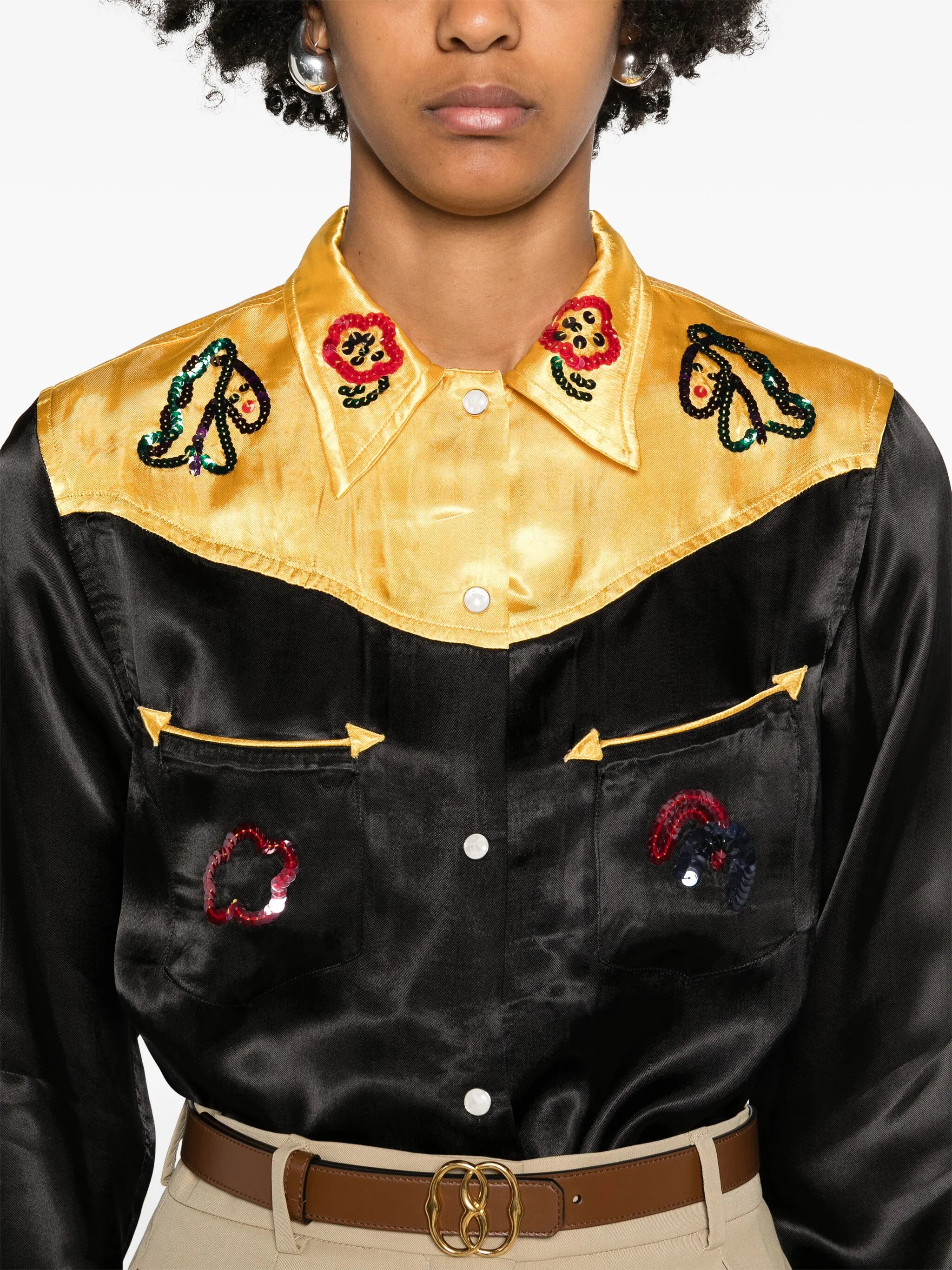 Sequin Rodeo satin shirt