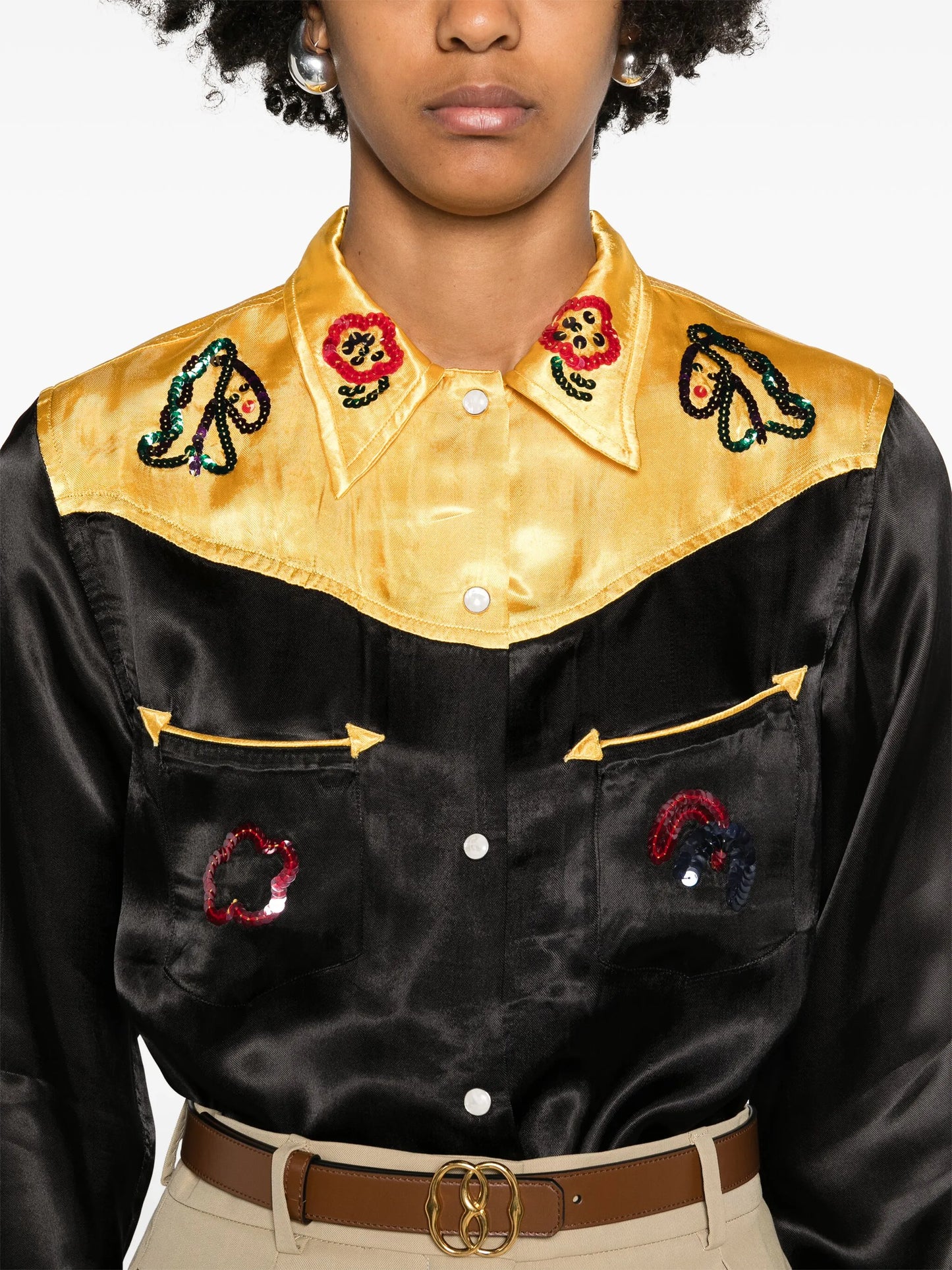 Sequin Rodeo satin shirt