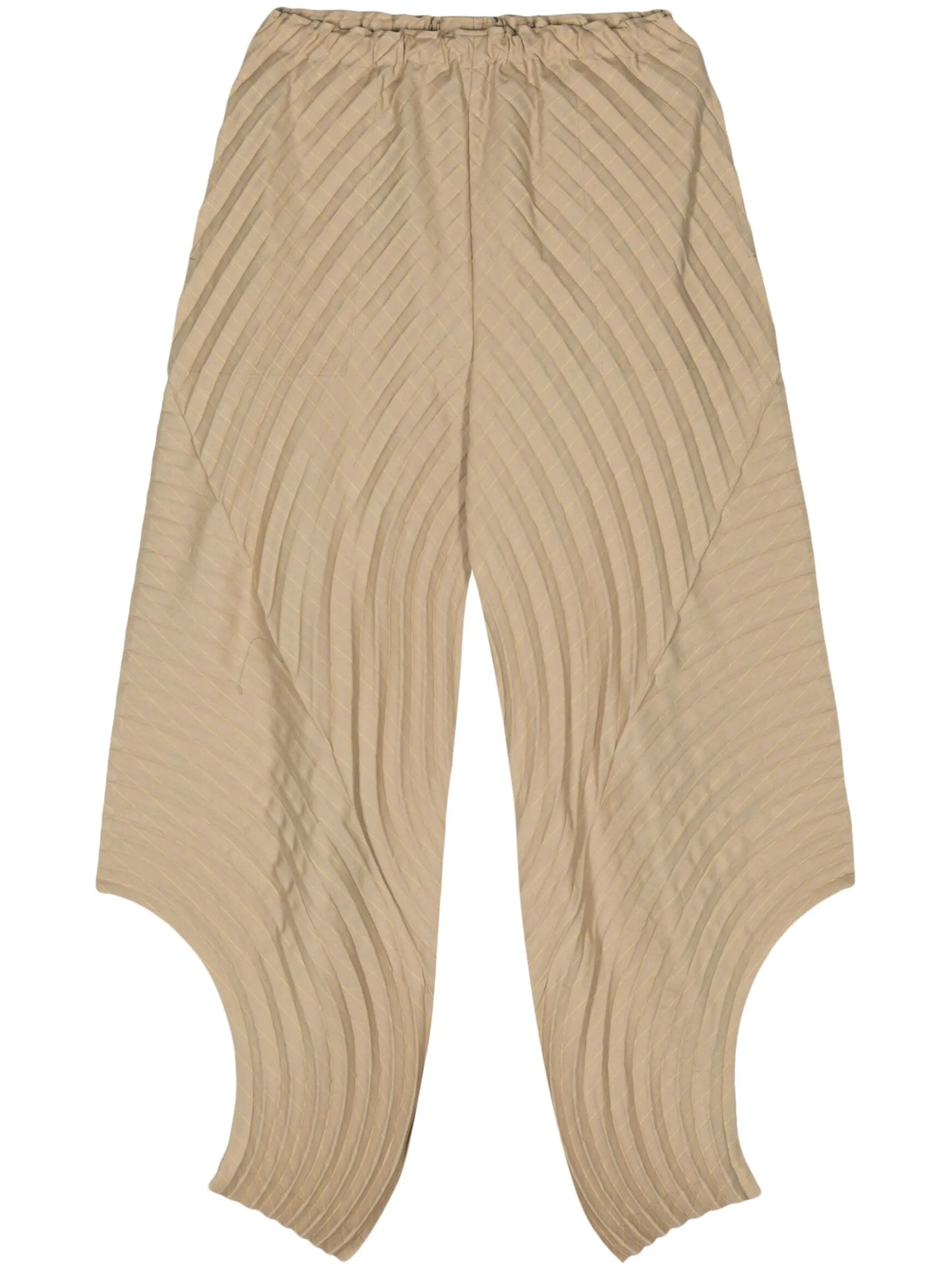 Curved Pleats striped trousers